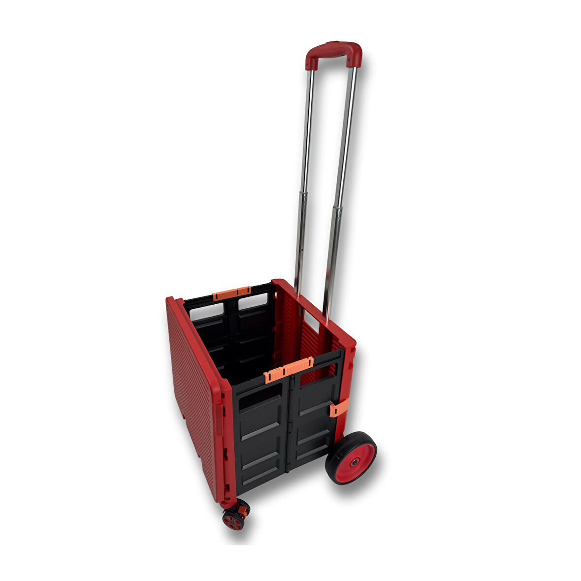 Portakap 4 Büyük Tekerlekli, 55 Litre Kırmızı Katlanır Alışveriş Arabası