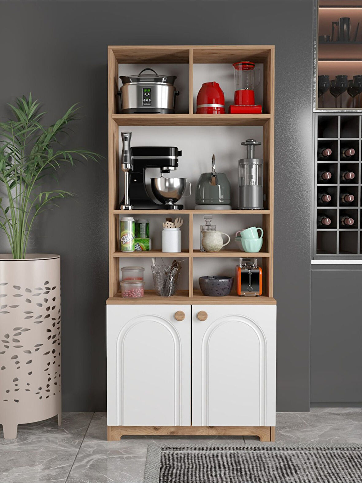 Bohem Çok Amaçlı Kiler Mutfak Dolabı - Beyaz N Model Beyaz N Model