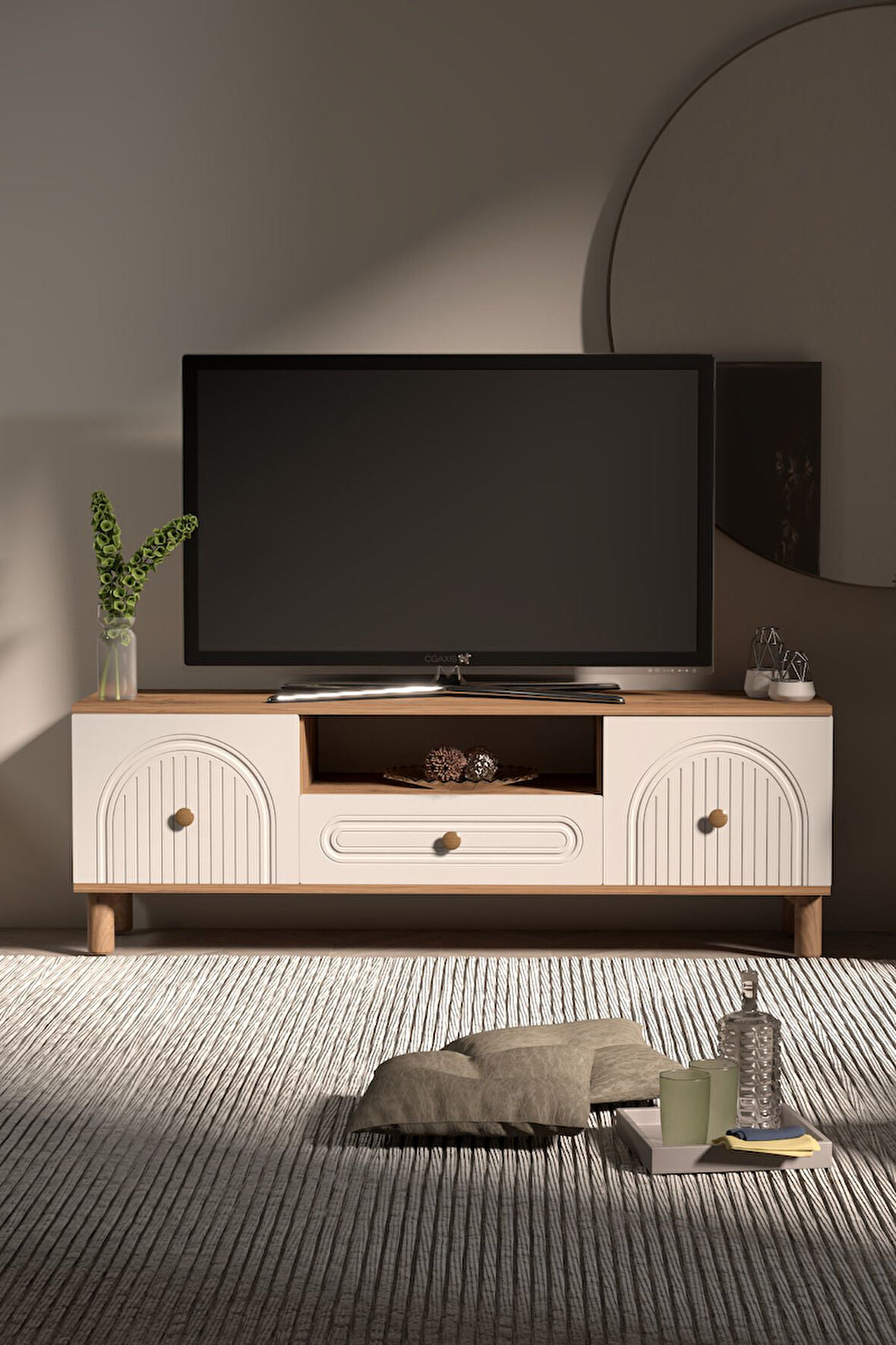 Bohem Tv Ünitesi 150 Cm N Çizgili Mdf Kapak