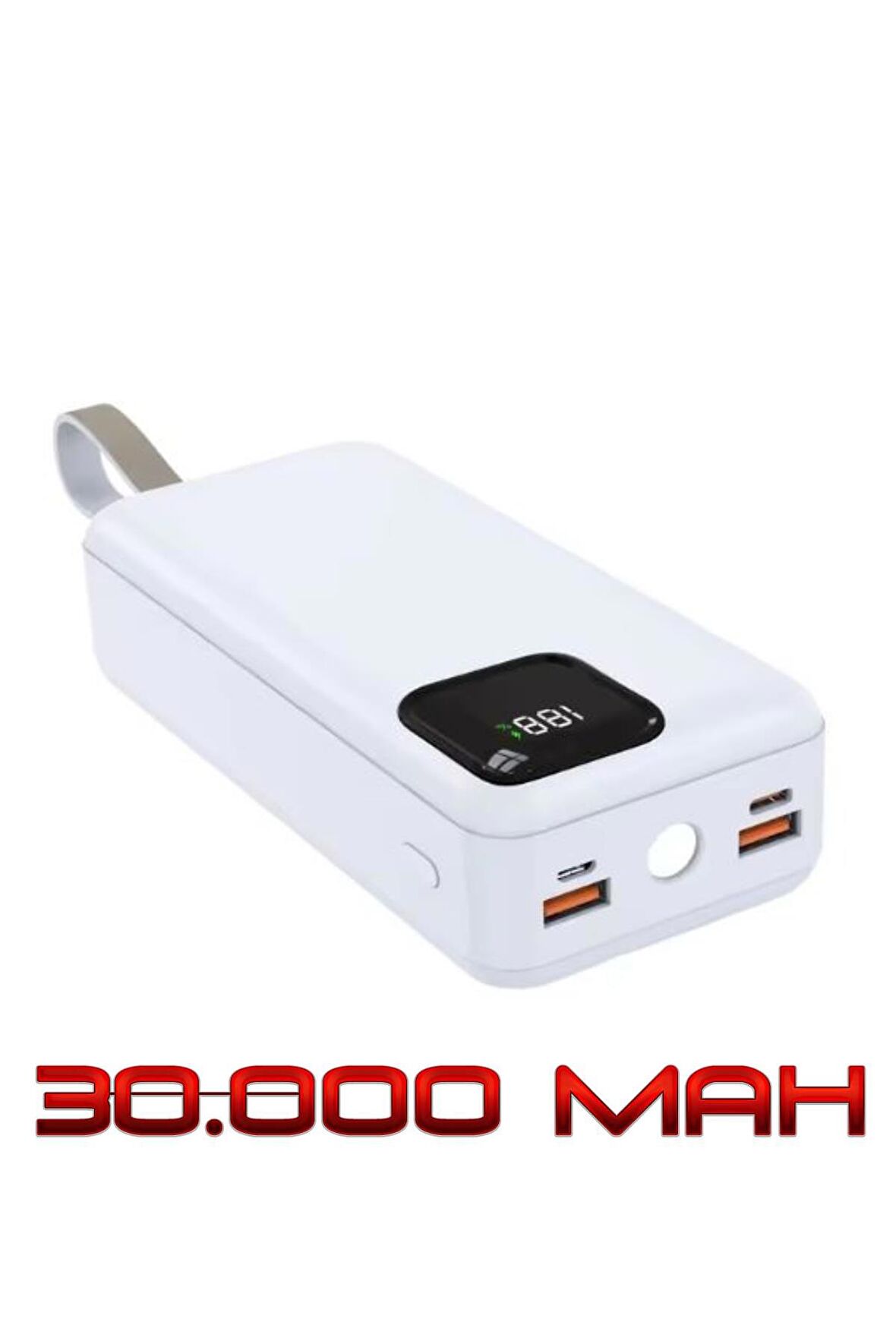 Powerbank 30.000 mAh Led El Feneri Özellikli Dahili Kablolu Powerbank