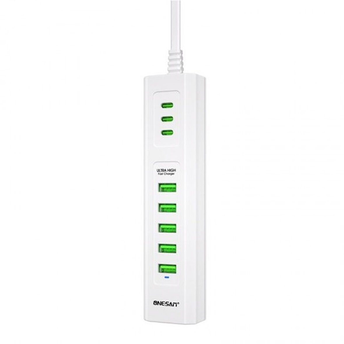 Onesam U04 24W Ultra Hızlı Masa Üstü Şarj Adaptörü 5 USB + 3 TYPE-C 