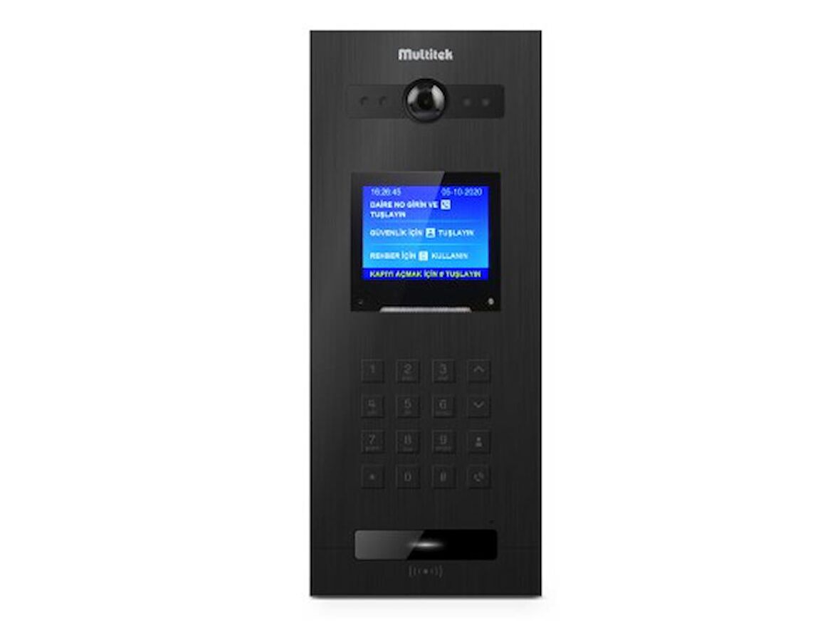 Multitek IP İnterkom Linux LIK-35 3.5 inç LCD 2MP Görüntülü Kameralı Zil Kapı Paneli Metal Buton Siy