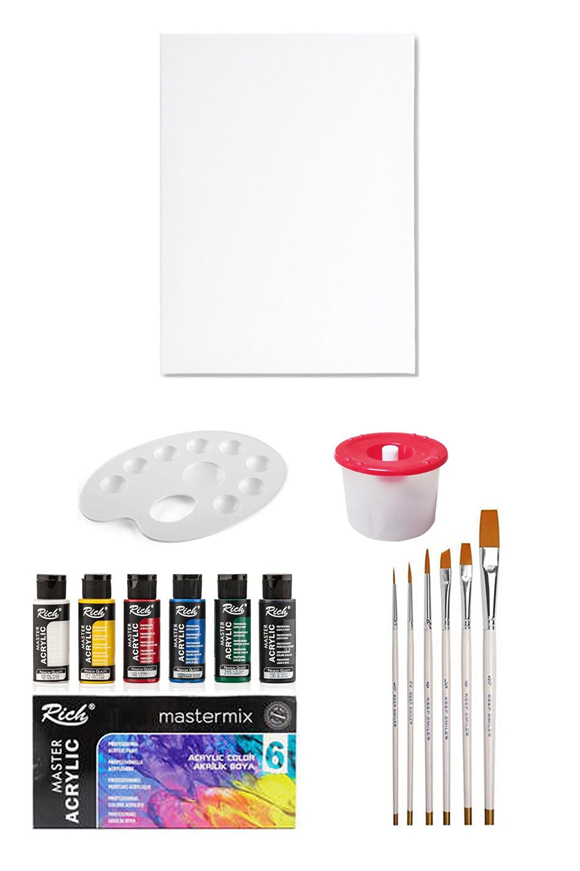 Mastermix Akrilik Boya Seti 60 Cc 6 Ana Renk Tuval Seti 25x35 Tuval Boyama Seti