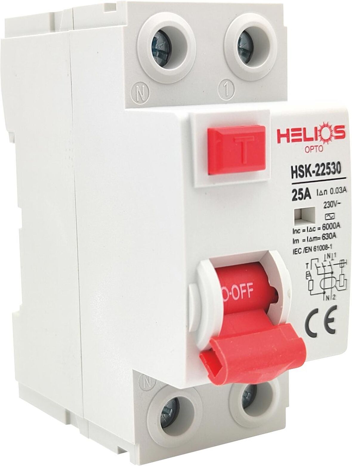 Helios Opto 2x25A 30mA Monofaze Kaçak Akım Rölesi HSK-22530