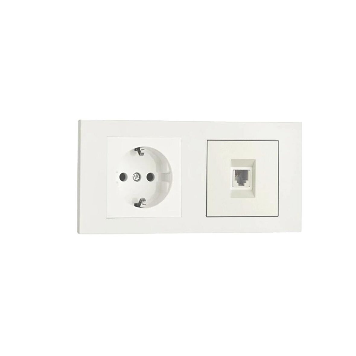 Ovivo Grano Beyaz 2'li Set Topraklı Priz ve Cat5 Data Priz Set