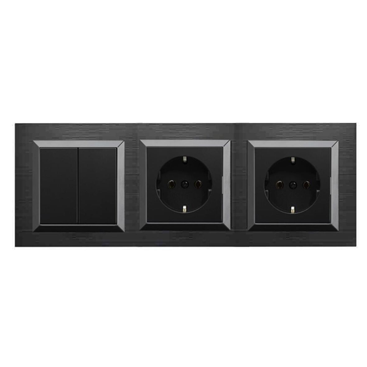 Ovivo Quantum Siyah 3'lü Set Komütatör, Topraklı Priz ve Topraklı Priz Set