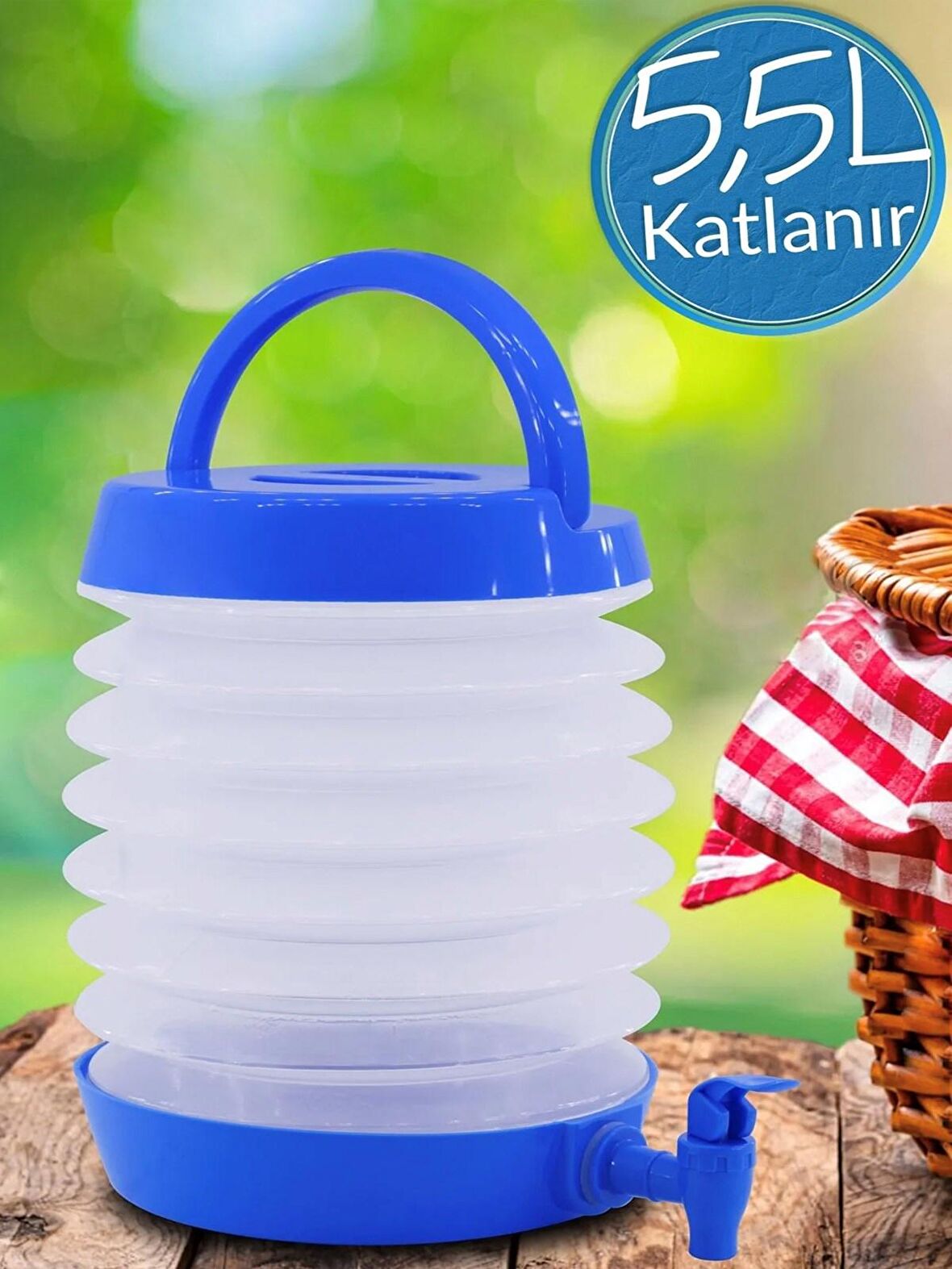 Musluklu Katlanır Su Bidonu Outdoor Akordiyon Kamp Su Kovası Çeşme Piknik Damacana Içecek Şişesi