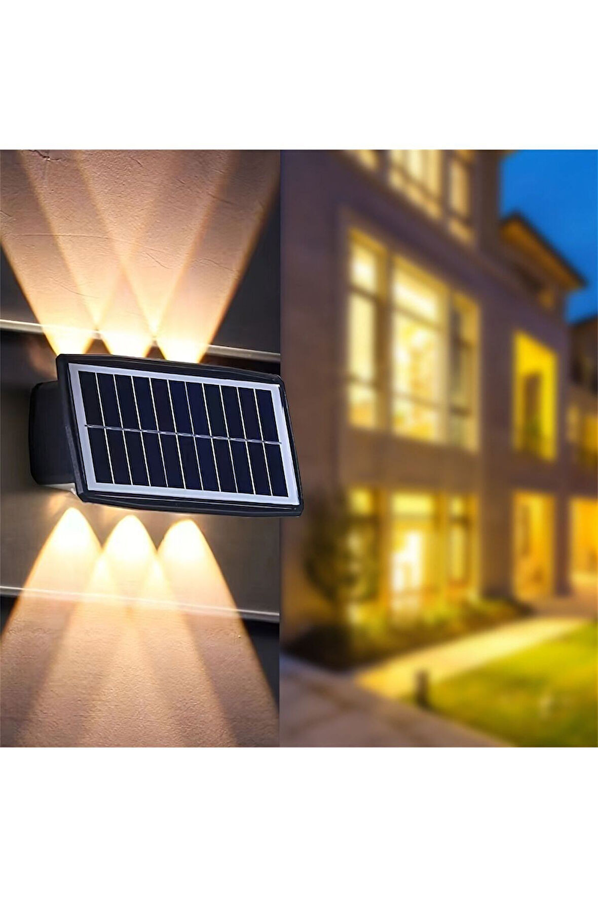 30 Watt Solar Bahçe Duvar Aplik 6 Ledli Güneş Enerjili Merkür Aplik Bahçe Aydınlatma Dekoratif 30 Wa