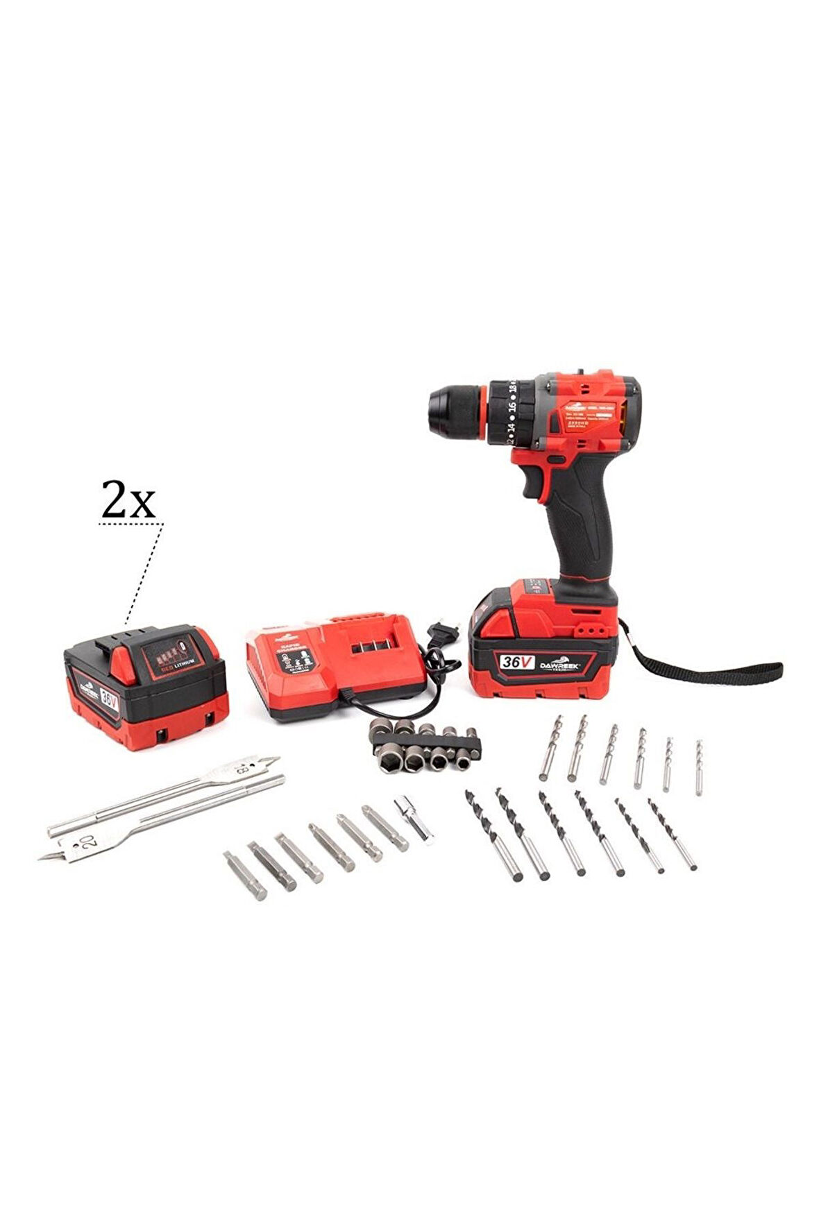 36 VOLT 5 AH KÖMÜRSÜZ DARBELİ MATKAP VİDALAMA ÇİFT AKÜLÜ