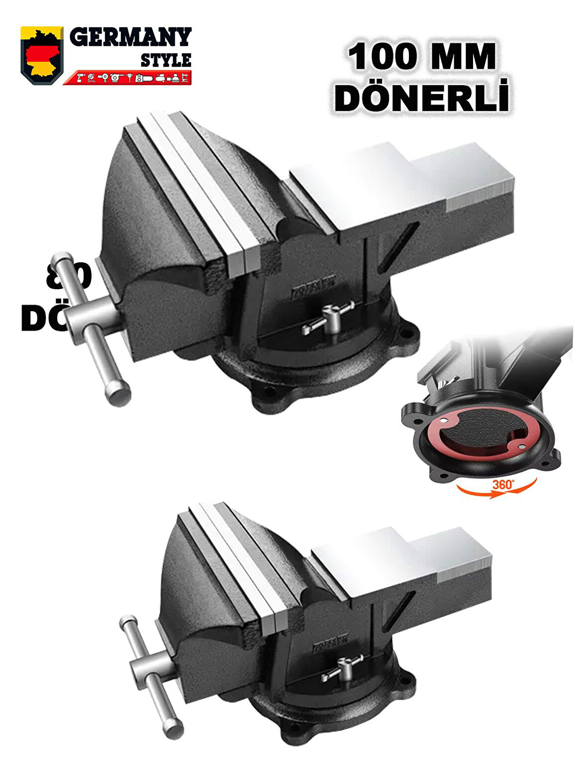 Germany Style PROX Dönerli 100mm 4" Dövme Çelik Sabit Tezgah Masa Mengenesi