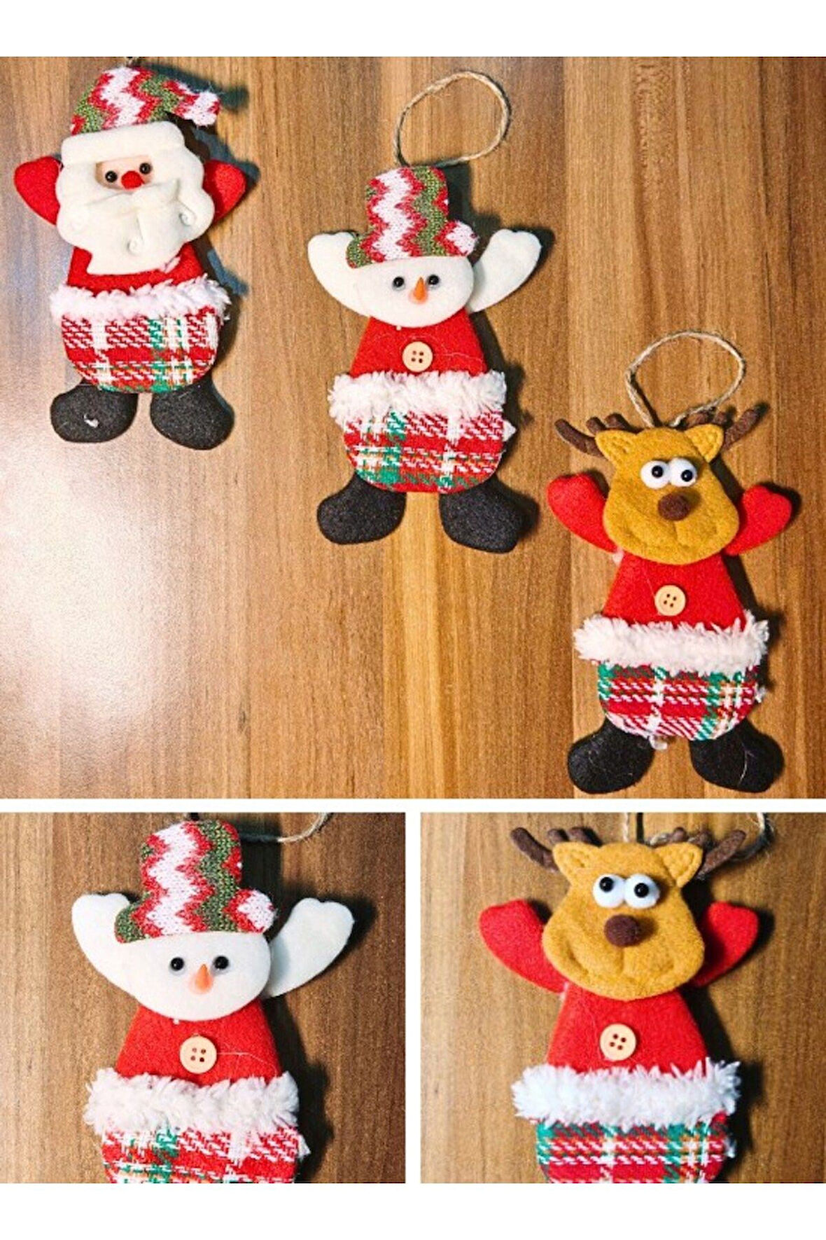 Peluş Aksesuar Çam Ağacı Süsü 3 Adet Tekstil Örme Orta Boy 17  x 11 CM Yılbaşı Çam Ağacı Süsü Peluş