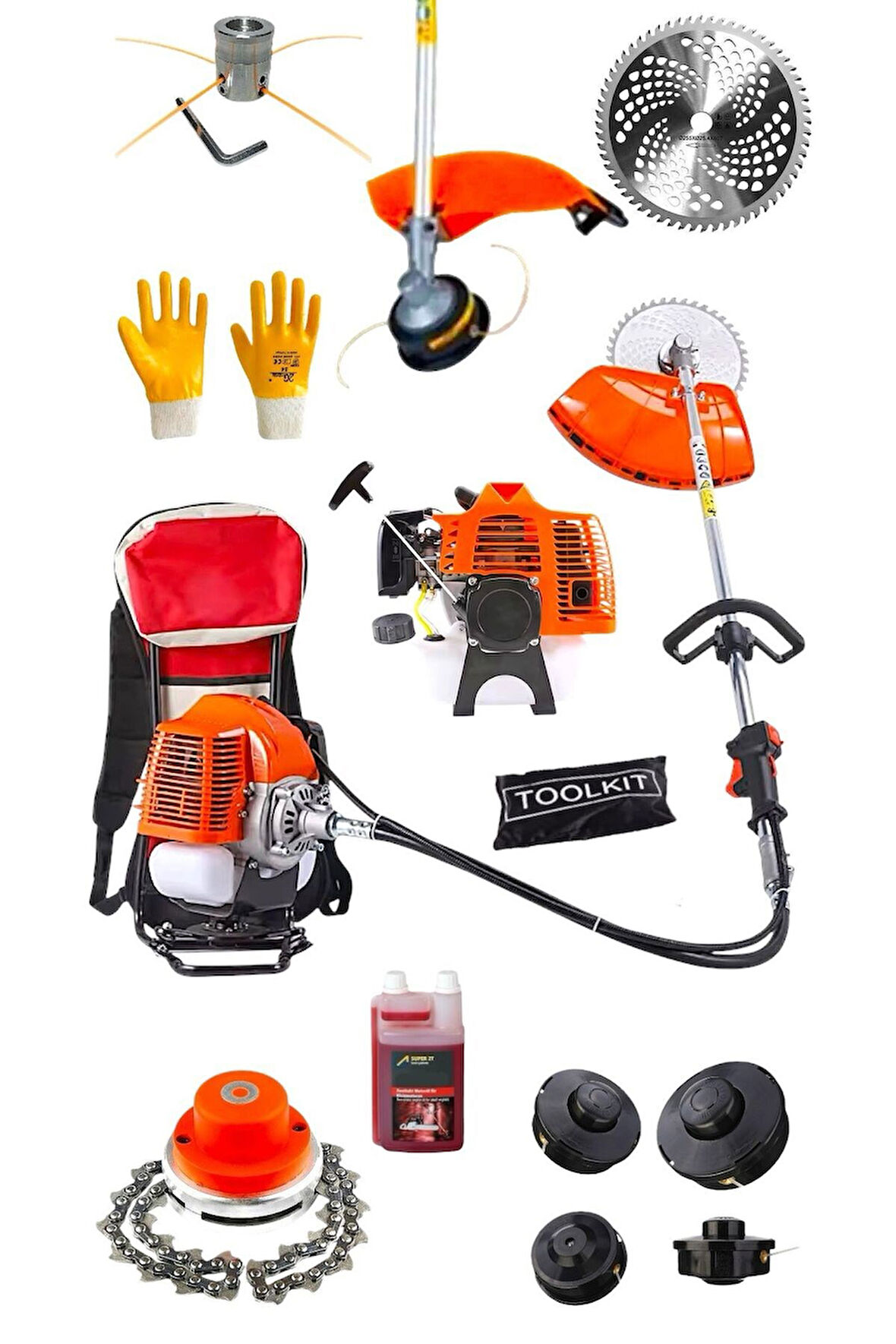 Sırt Tipi Benzinli Ot Çalı Tırpanı Çim Biçme Makinesi TIRPAN FULL SETLİ