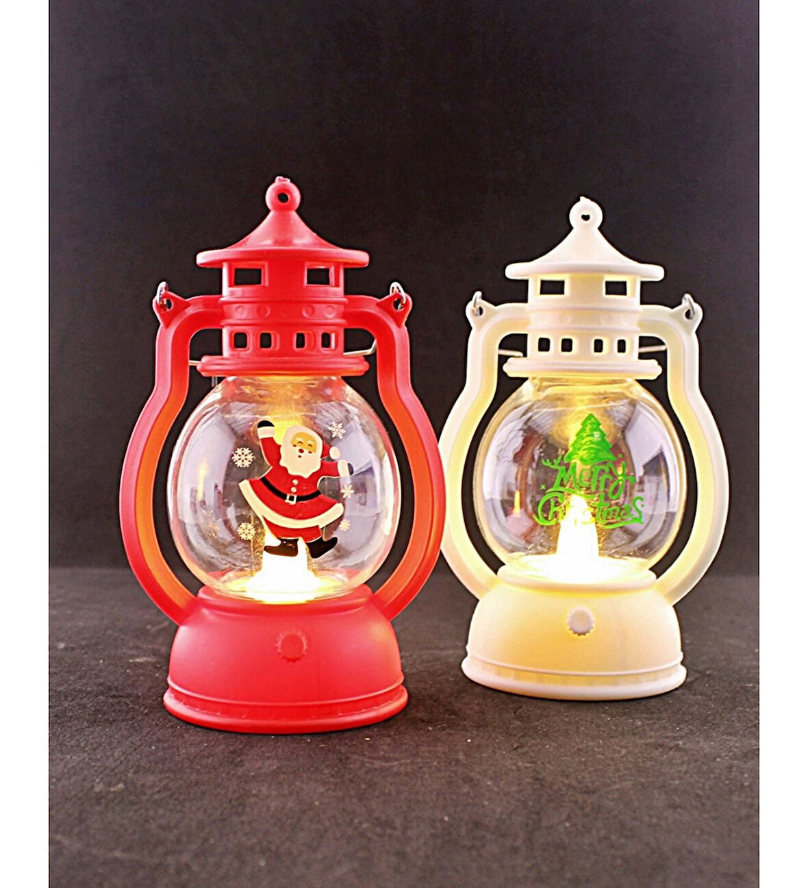 2 Adet Yılbaşı Noel Temalı Led Mumlu Pilli Dekoratif Yeni Yıl Hediyesi Yılbaşı Kandili Led Işık Süs
