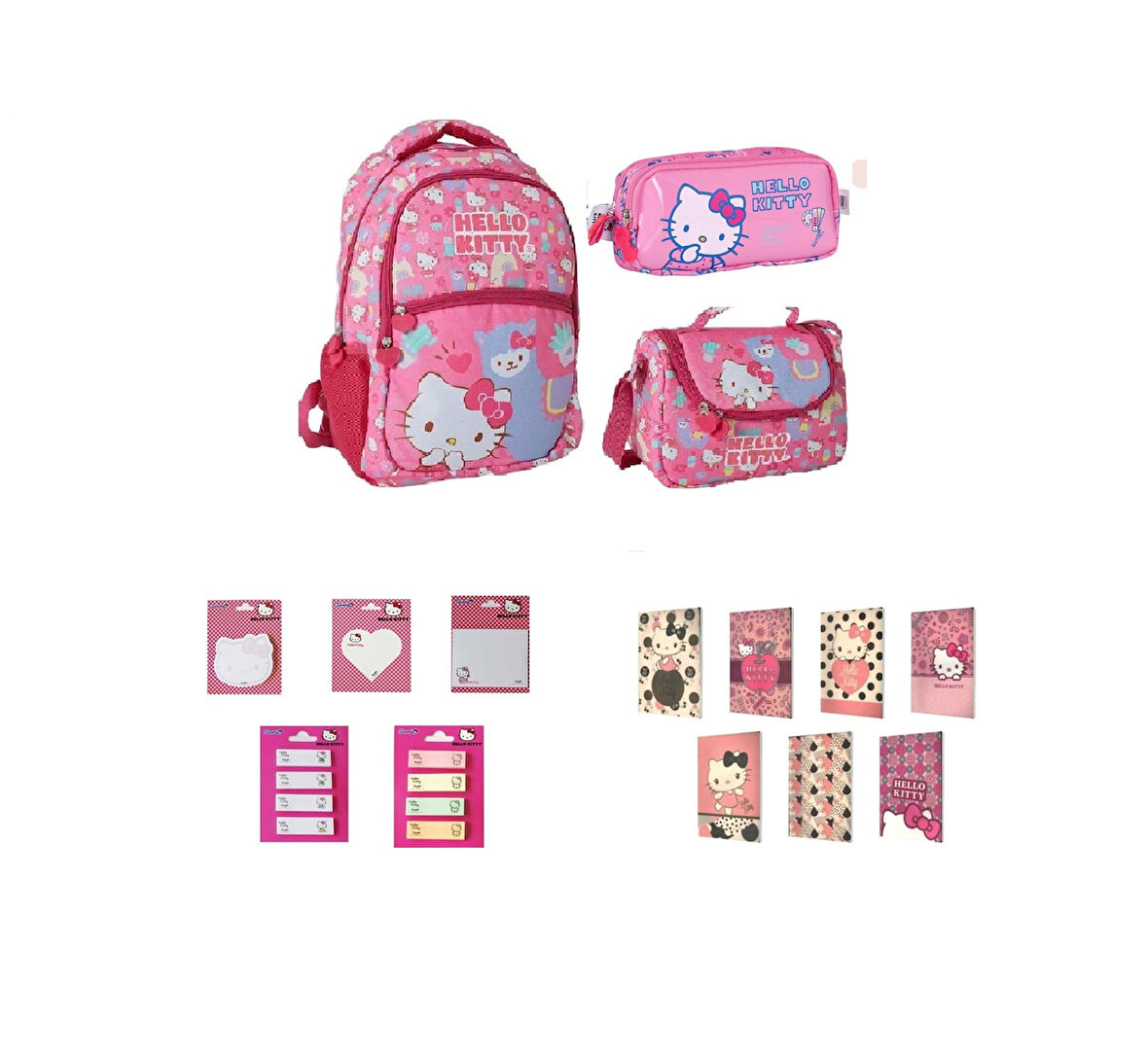 Hello Kitty Beslenme Okul Çantası Kalemlik Seti (15 PARÇA)