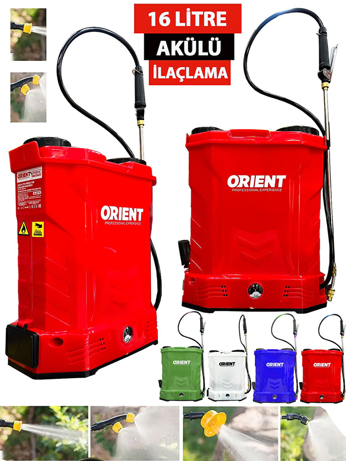 ROWERMAX ORİENT Turbo 16 Lt Şarjlı Sırt Tipi İlaç Pompası Akülü İlaçlama Makinesi