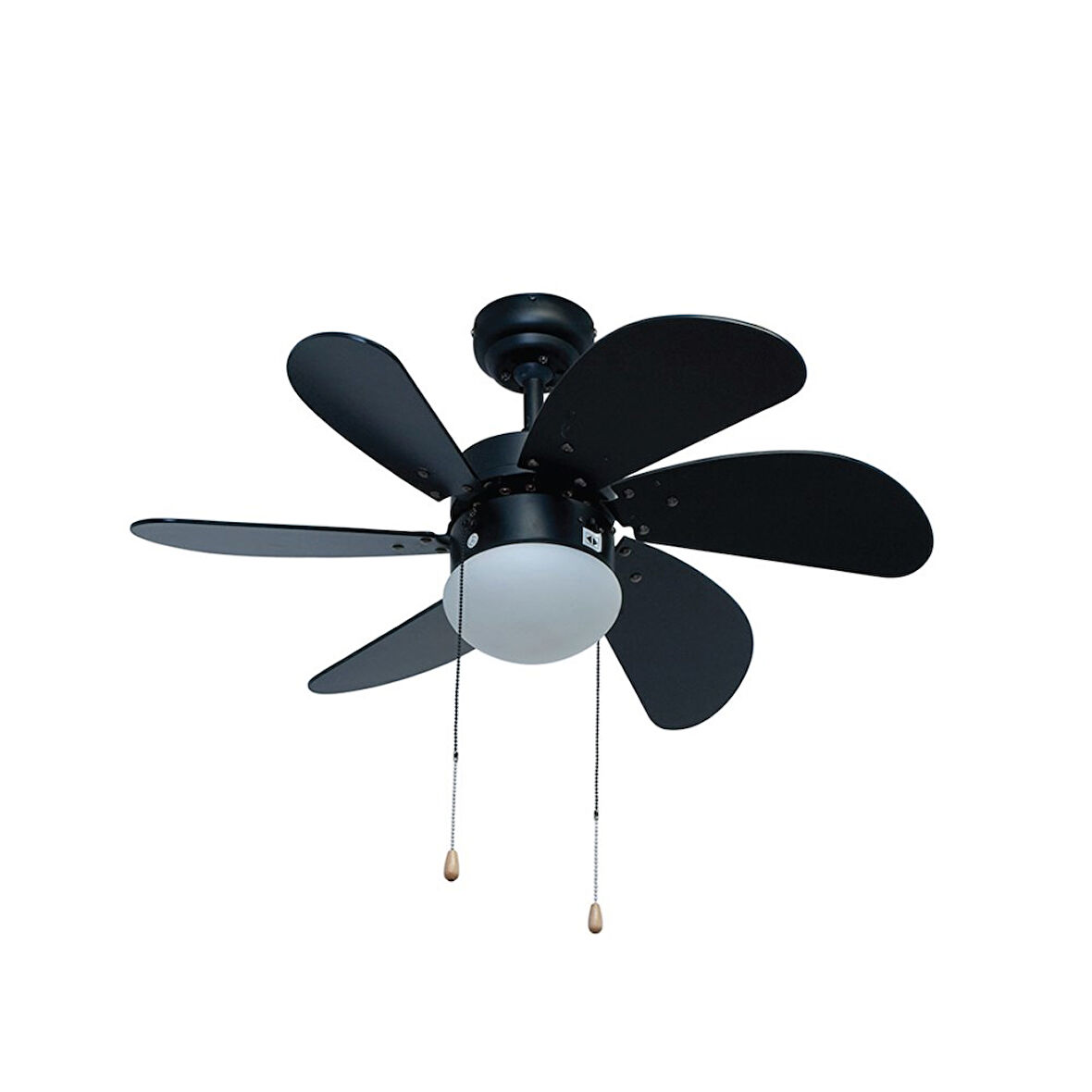 Vanti 60W E27 6 Kanatlı Avizeli Siyah Ahşap Tavan Vantilatörü KCF279
