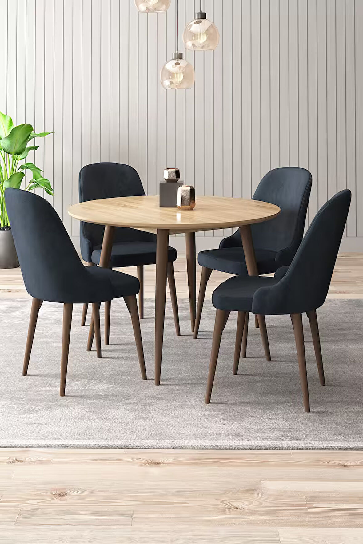 Adel Serisi 90x90 Atlantik Çam MDF Mutfak Masa Takımı 4 Adet Sandalye  