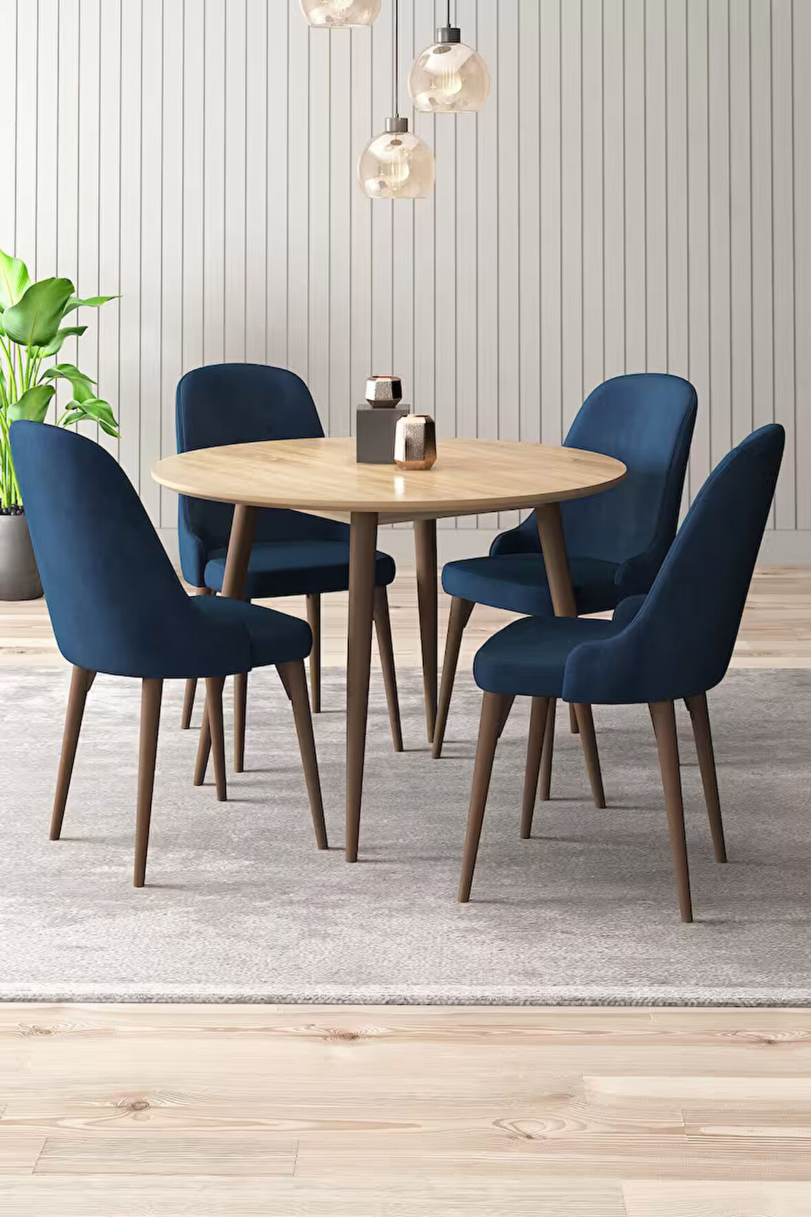 Adel Serisi 90x90 Atlantik Çam MDF Mutfak Masa Takımı 4 Adet Sandalye  