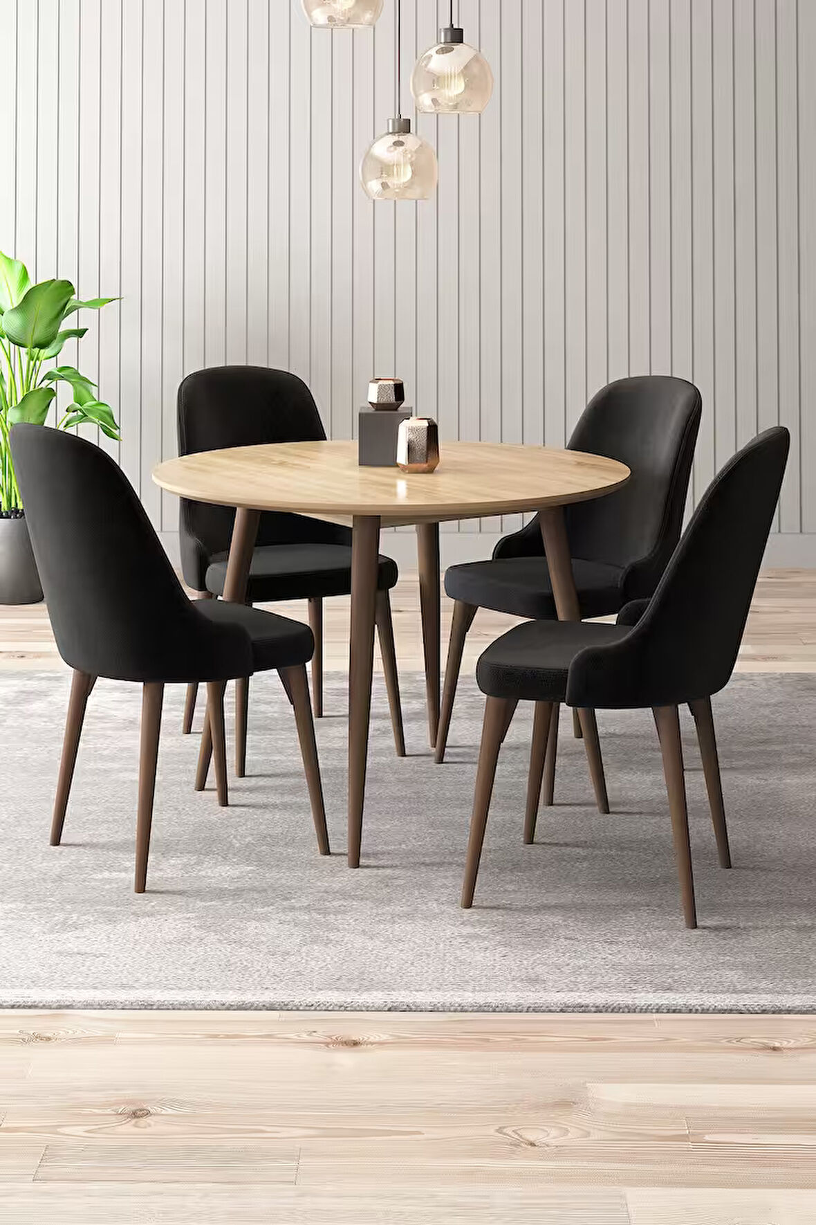 Adel Serisi 90x90 Atlantik Çam MDF Mutfak Masa Takımı 4 Adet Sandalye  