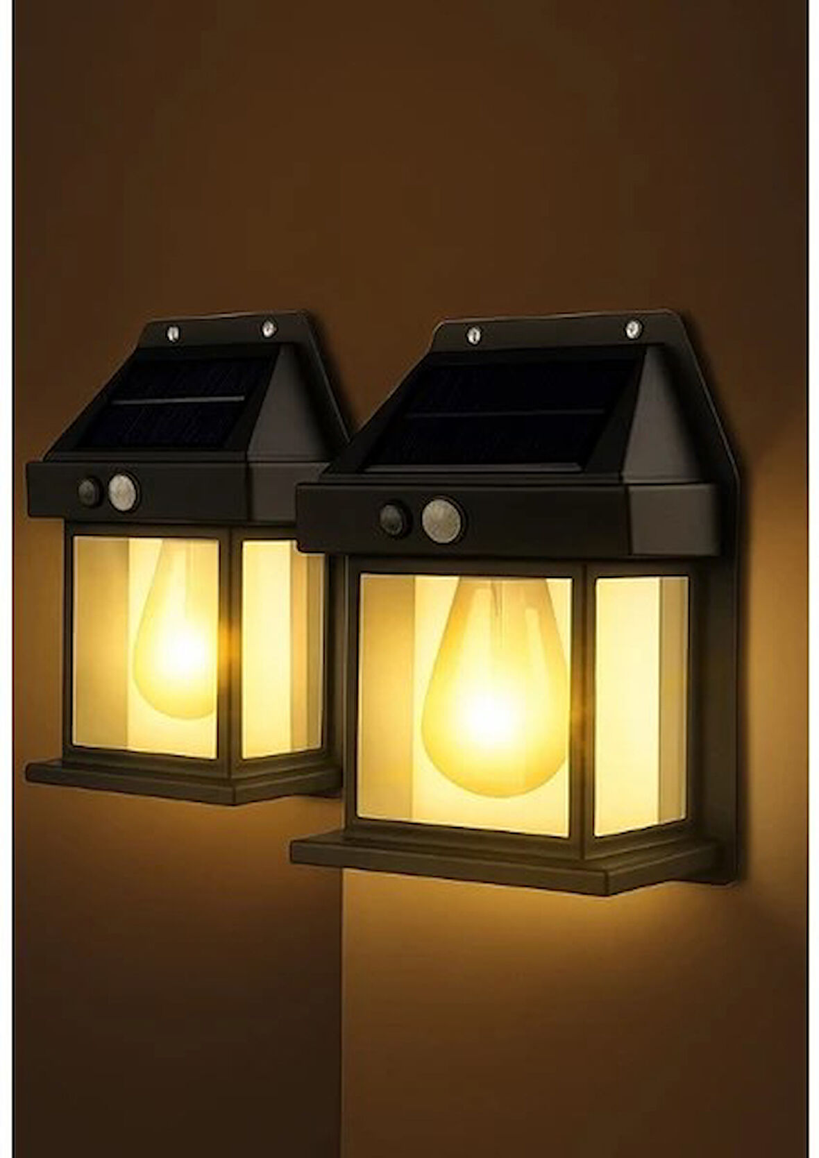 2 Adet Bahçe Led Ampul Büyük Boy 3 Mod'lu Sensörlü Güneş Enerjili Hareket Sensörlü Bahçe Led 3 Modlu