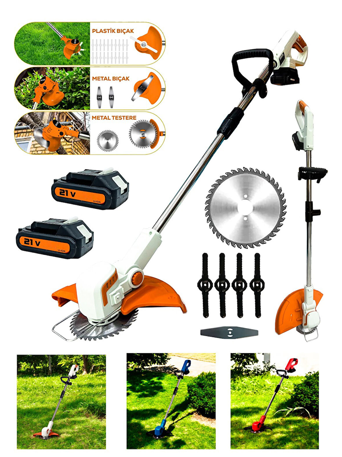 Germany Style Maxstar Pro-S Çift Akülü Şarjlı Kenar Ot Çalı Çim Biçme Kesme Tırpan Makinesi
