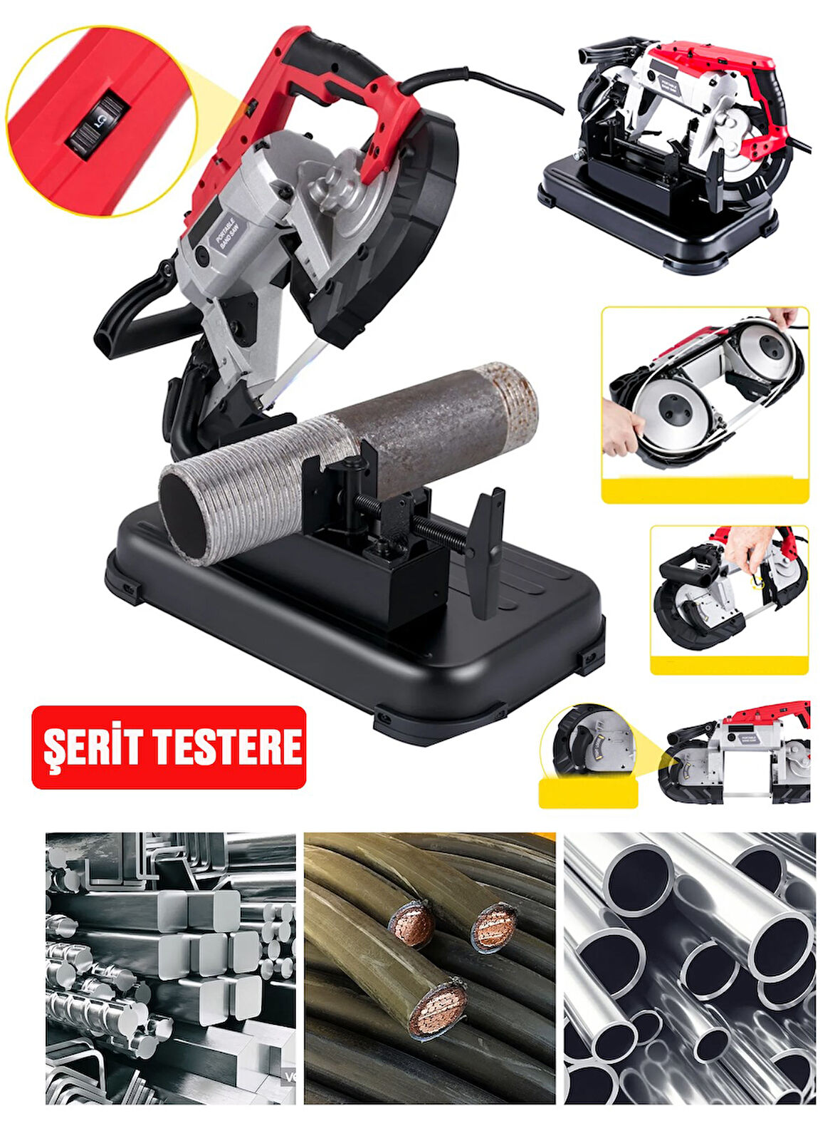 Germany Style Maxstar PRO 39x36x56,5 cm Şerit Testere Demir Kesme Testeresi