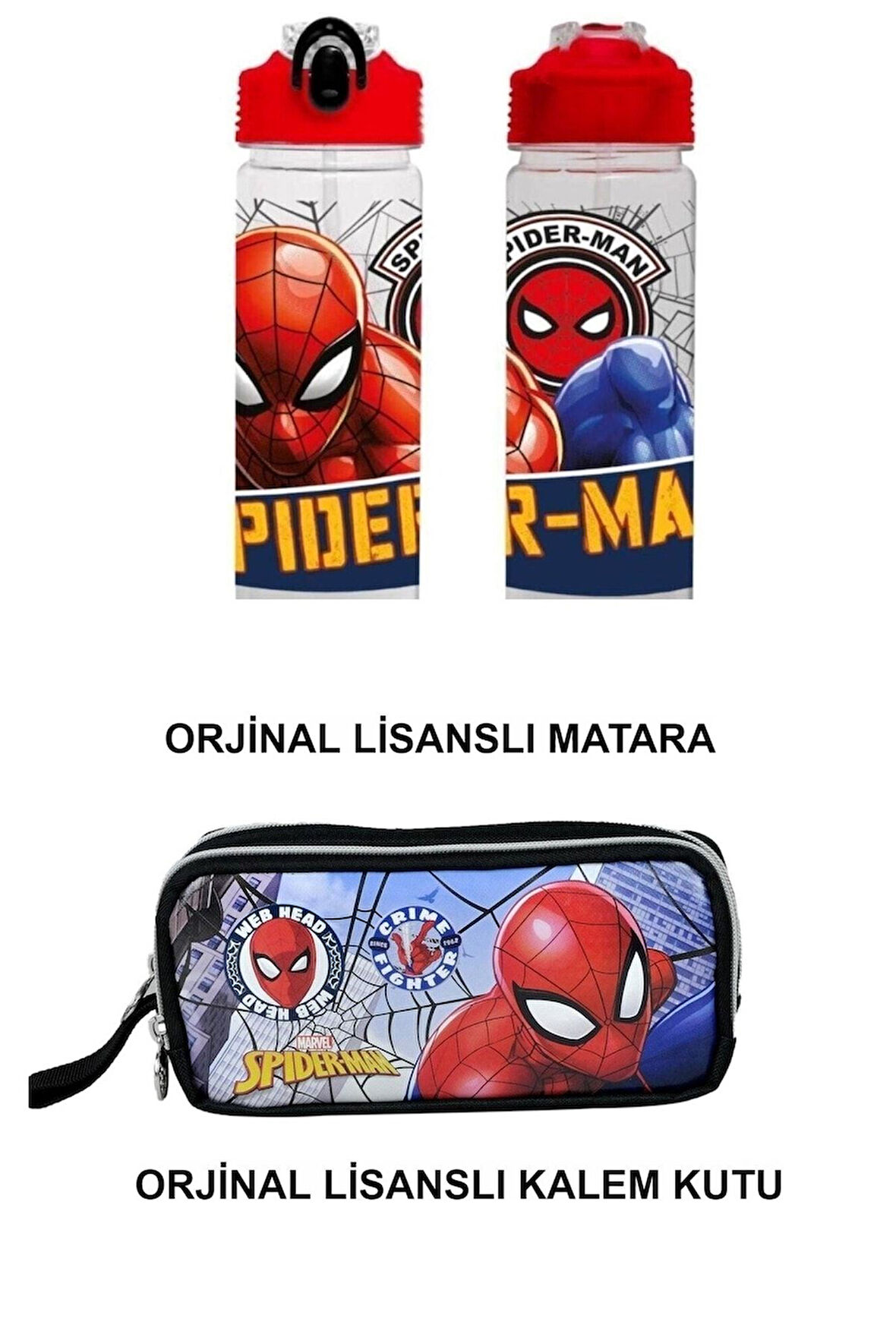 Spiderman Orjinal Lisanslı Su Matarası Ve Kalem Kutu
