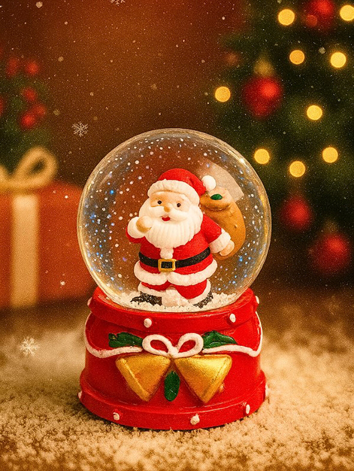 2026 Yeni Yıl led Işıklı Hediye Torbalı Noel Baba Kar Küresi – 2026 Yılbaşı Temalı Dekoratif Süs 47