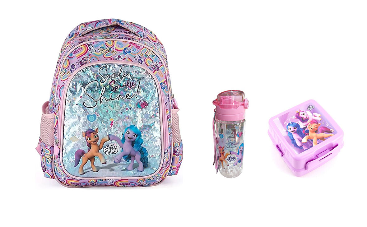Okul Sırt Çantası My Little Pony Smile Spankle Shine,Matara ve Beslenme Kabı
