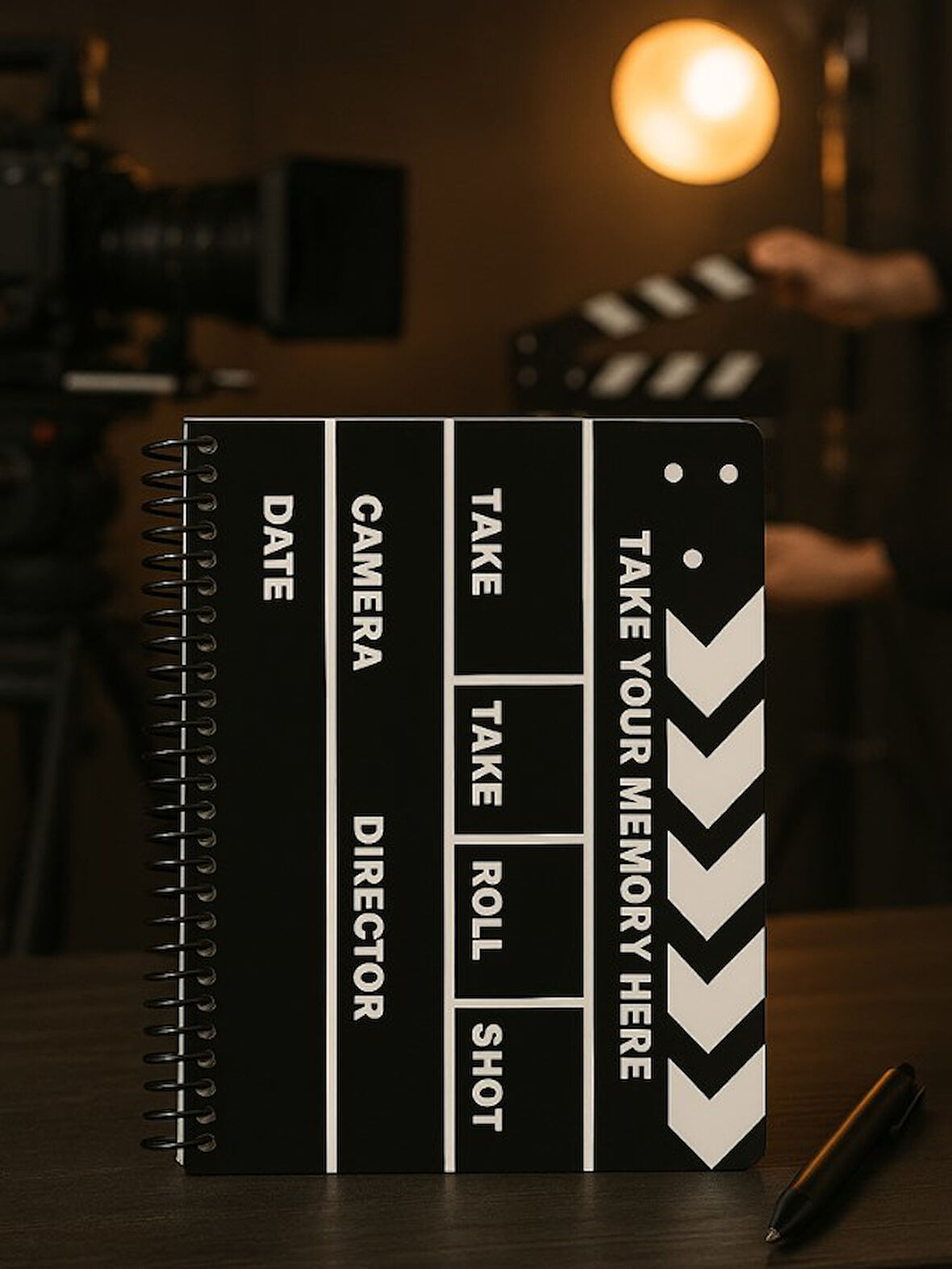 Film Klaketi Tasarımlı Spiral Kareli Defter – 80 Yaprak / 160 Sayfa – 18x24 cm