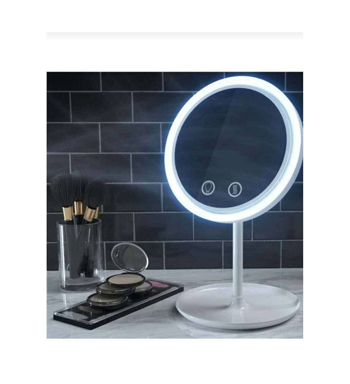 Masa Üstü Beyaz Makyaj Aynası Dokunmatik Led Işıklı Usb Li Yuvarlak Masa Üstü Makyaj Aynası Ledli