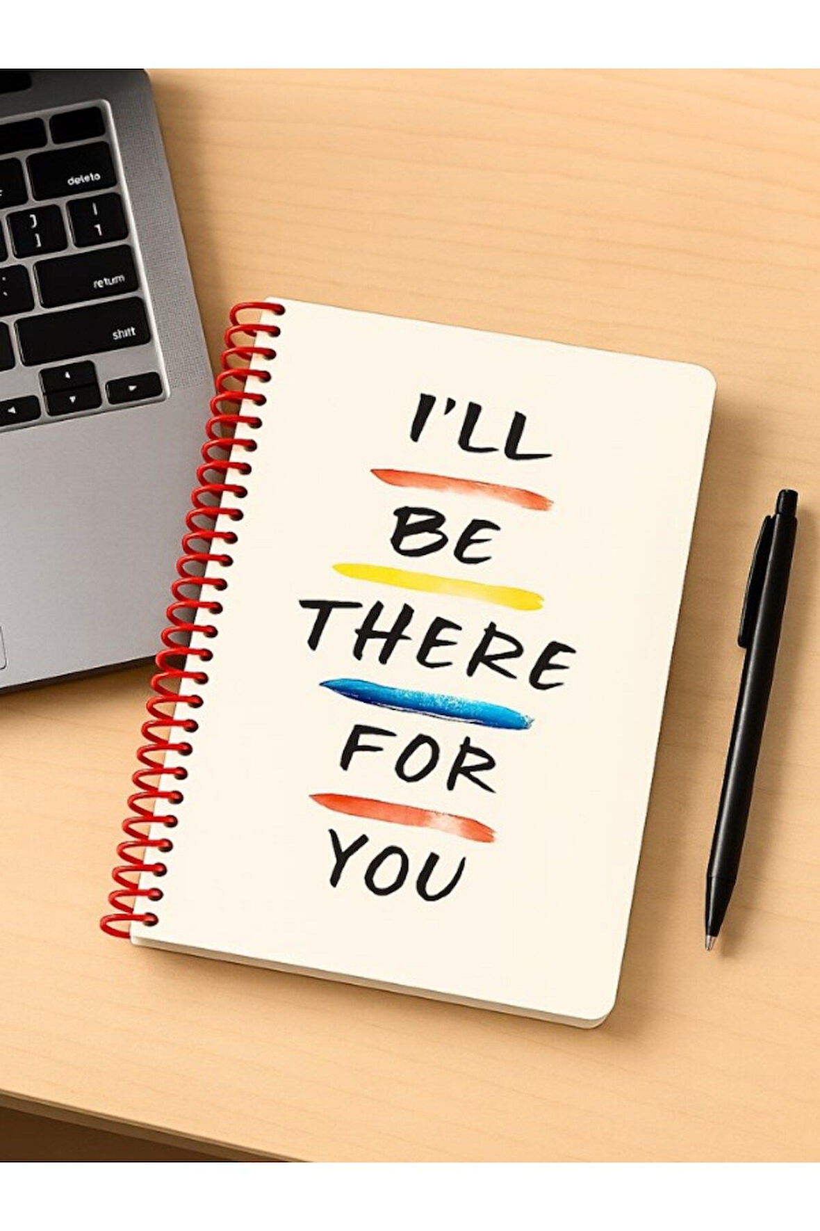 Spiralli Kareli I’ll Be There For You Tasarımlı Defter Öğrenci Ofis Kullanımı Eğlenceli Özgün Hediye