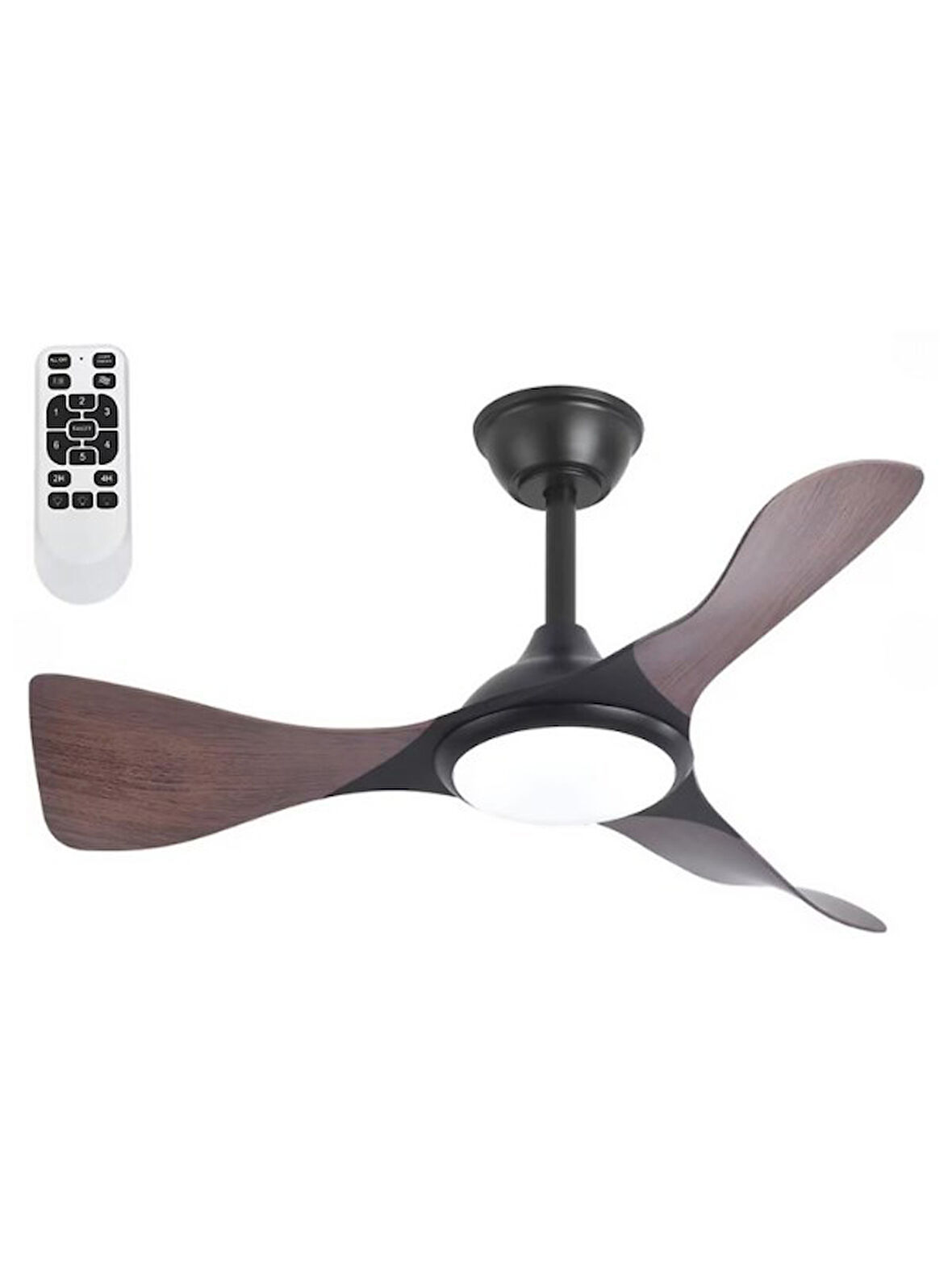 Huzur Elektrik Kumandalı 3 Kanatlı Ledli Tavan Vantilatörü Ahşap Renk Ct-3002