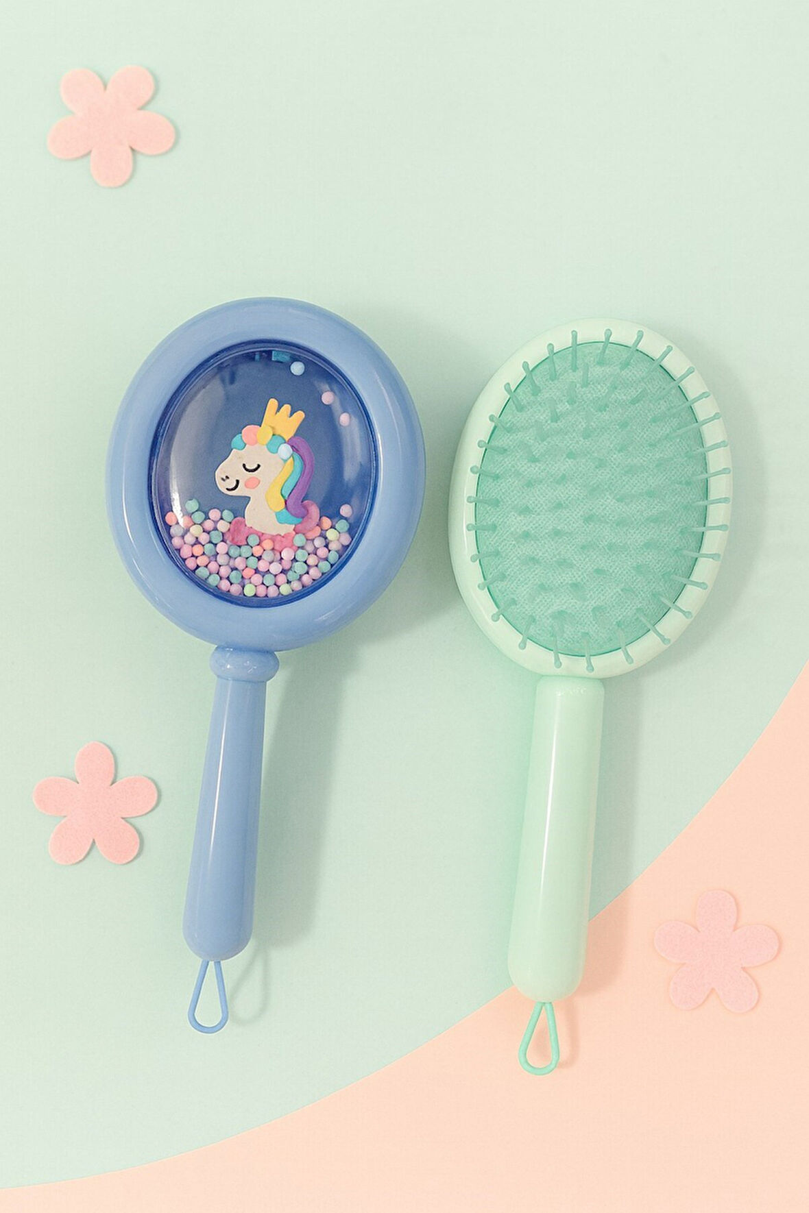 1 Adet Unicorn Figürlü Renkli Boncuklu Kız Çocuk Saç Tarağı Fırçası Kolay Taranma Saçları Acıtmaz