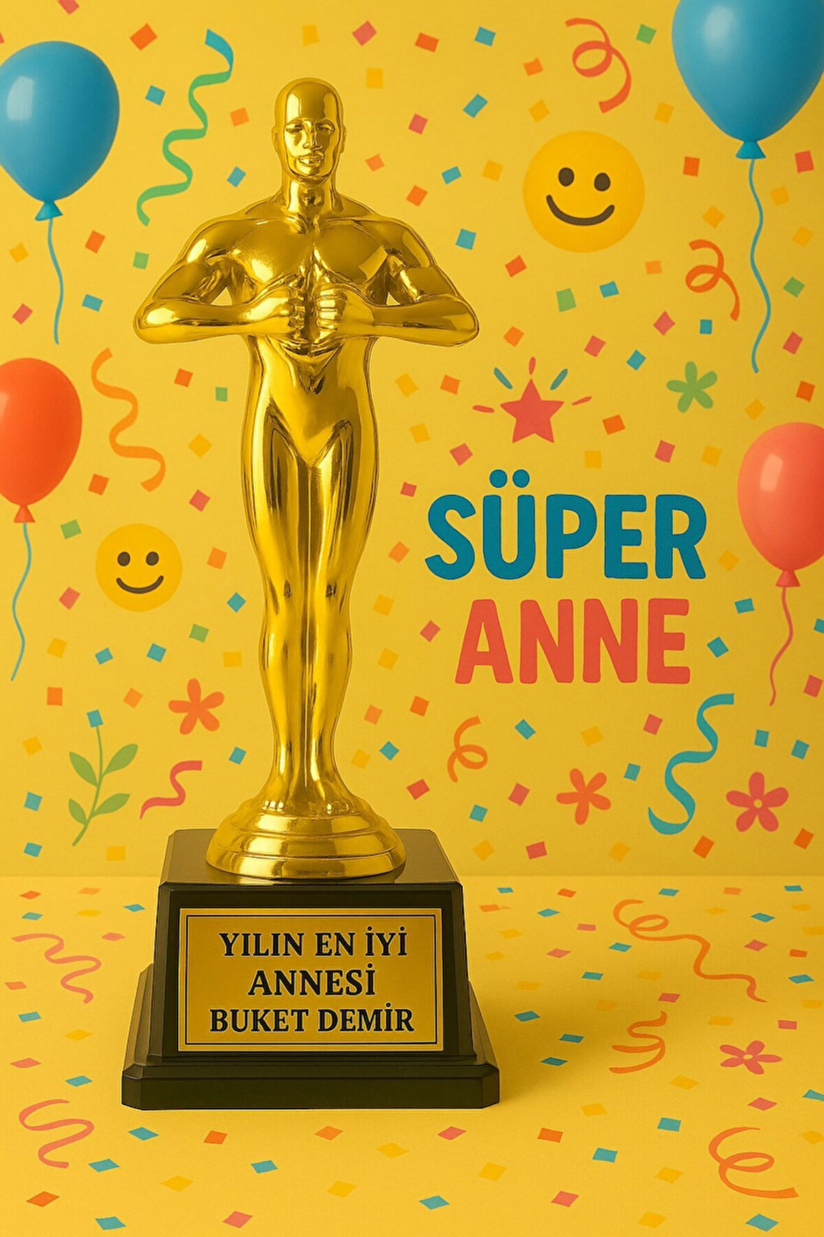 Sevgiliye Eşe En İyi Anneye Sevdiklerinize Hediye İsime Kişiye Özel Yılın En İyi Annesi Ödül Biblo