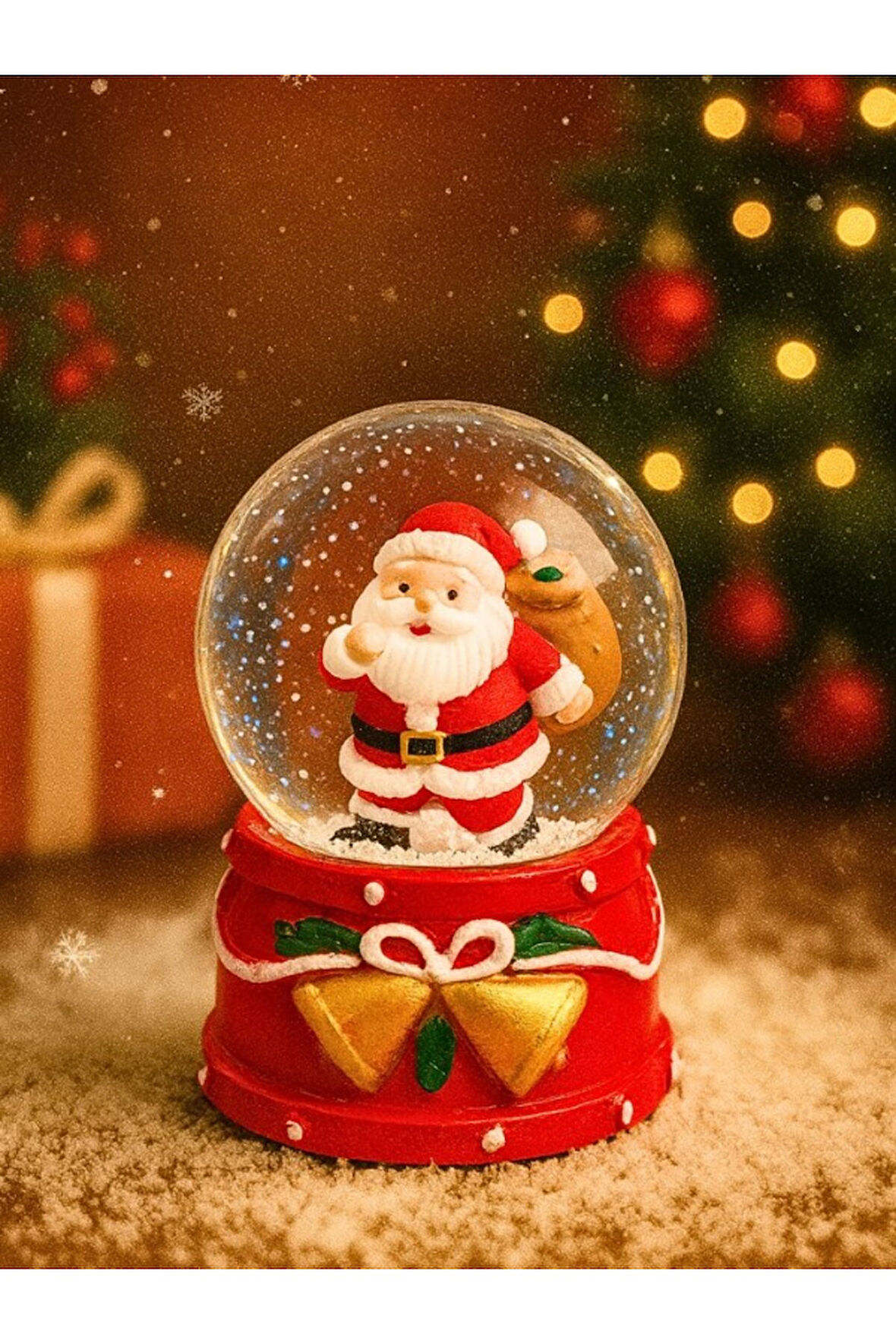 Yeni Yılın En Güzel Hediyesi Dekoratif 2026 Yılbaşı Led Işıklı 9 cm Noel Baba Figürlü Kar Küresi