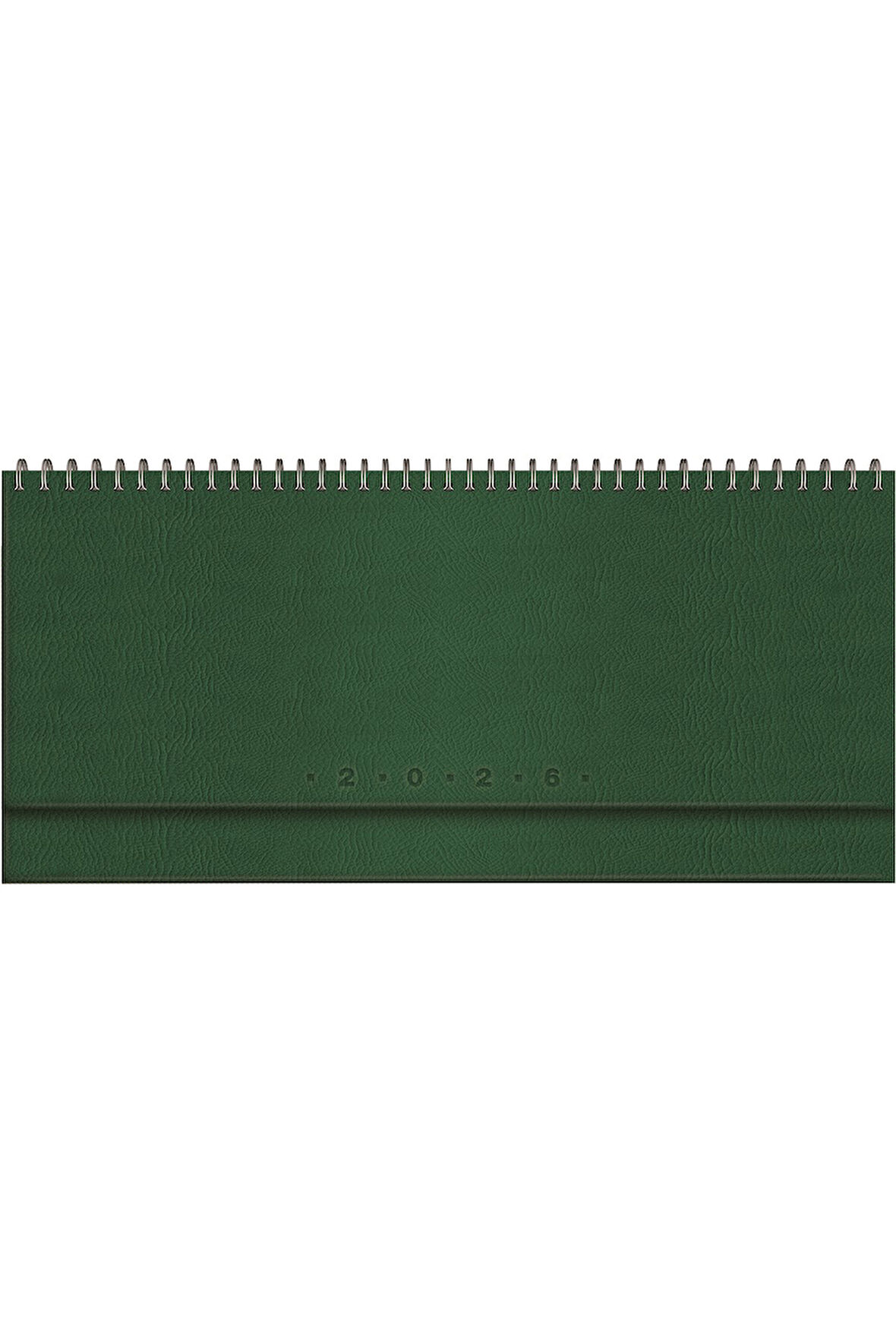 2026 504-GLK GLOBE Spiralli - Deri Sert Kapak 14X33 Haftalık Beyaz Masa Takvimi