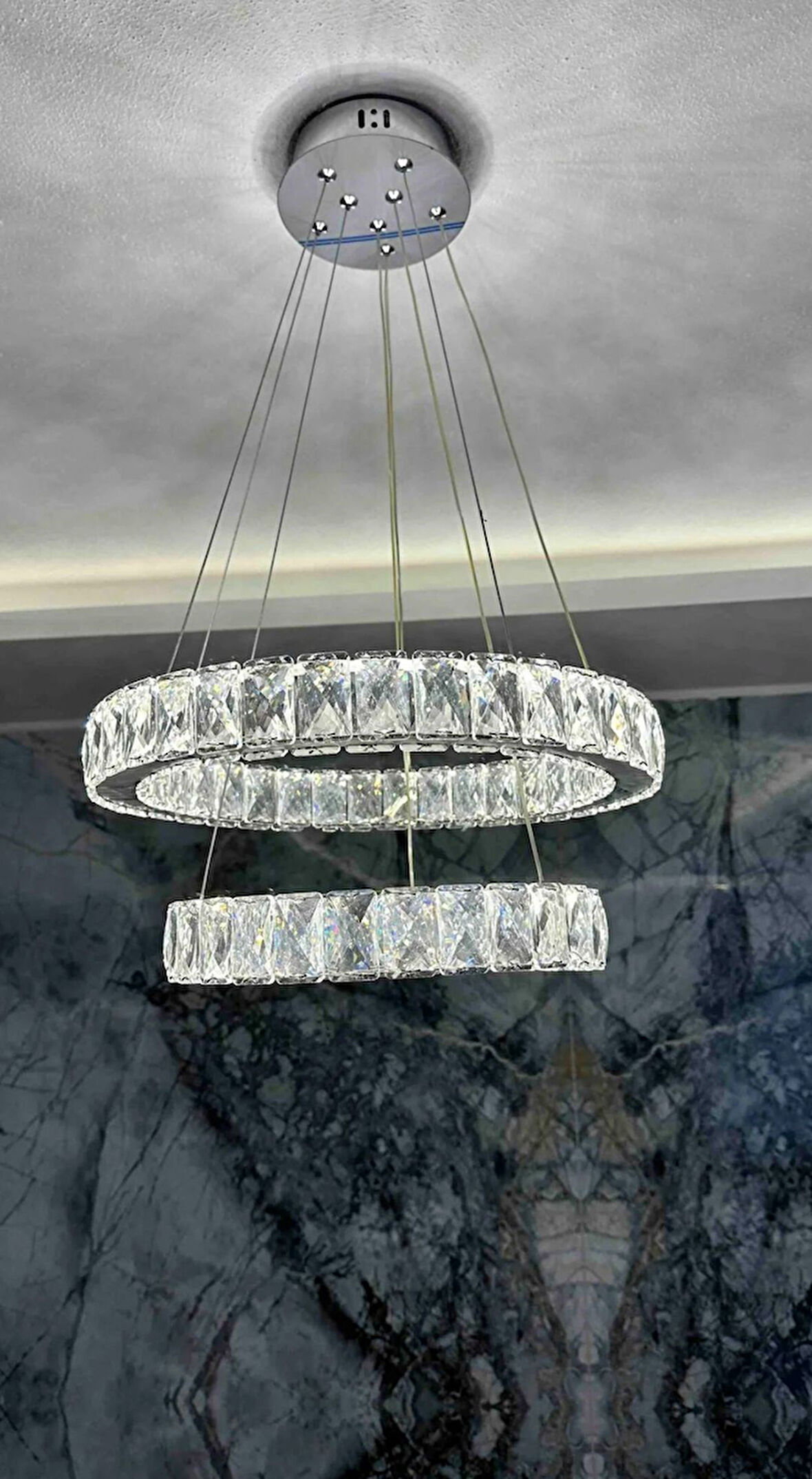 GN GEN AYDINLATMA Plaket Kristal Taş Işlemeli Krom Paslanmaz Ledli 30-40 cm 
