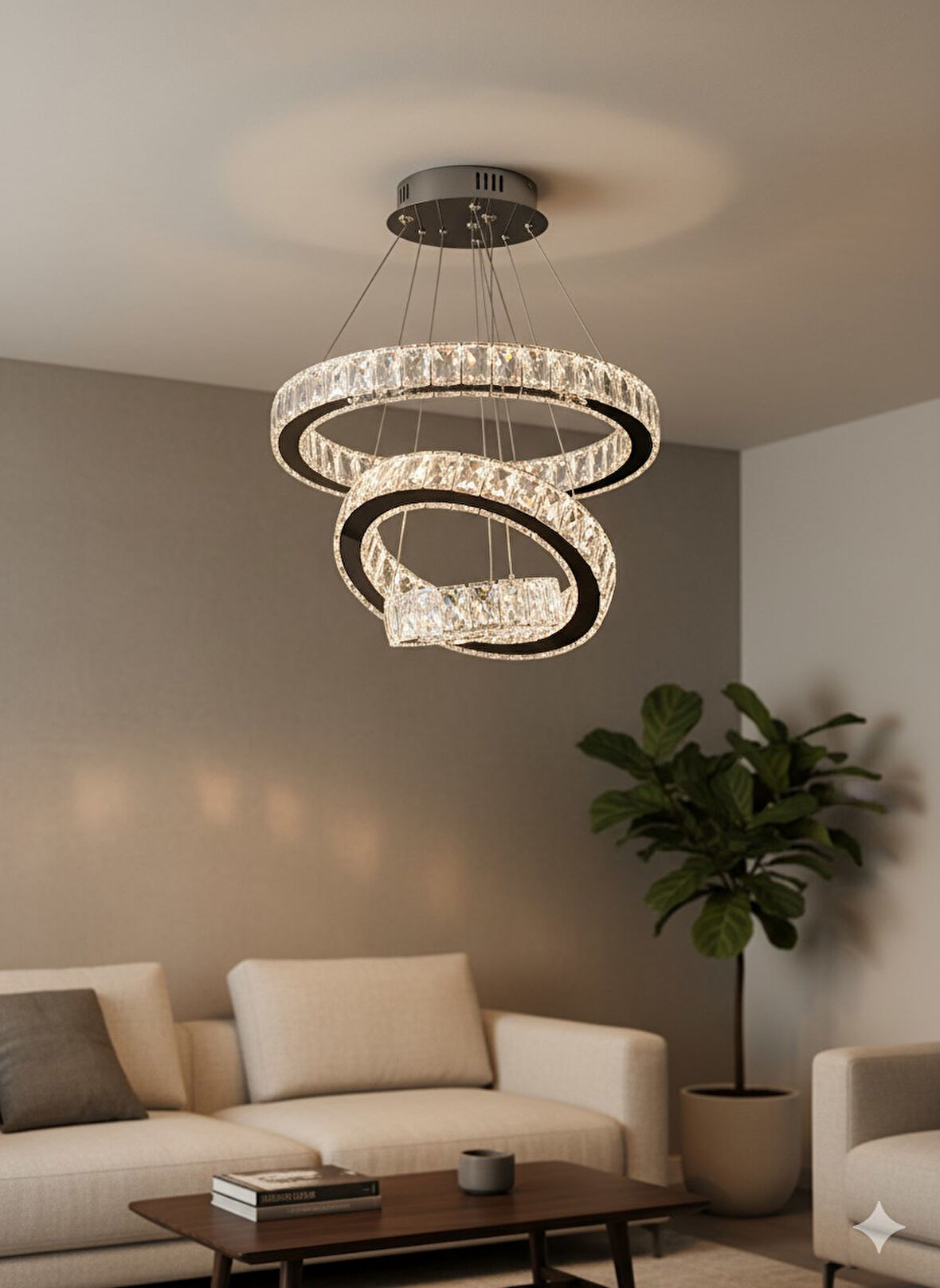 GN GEN AYDINLATMA Plaket Kristal Taş Işlemeli Krom Paslanmaz Ledli 20-30-40 cm 3 Renk