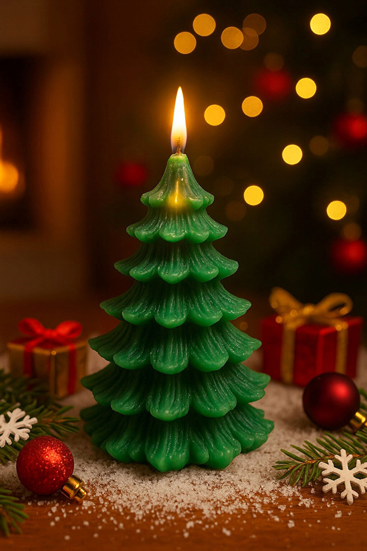 Romantik Ortam Işığı Rustik Dekor Çam Ağacı Şekilli Mum El Yapımı Doğal Çam Ağacı Mum Hediye 13x8 CM