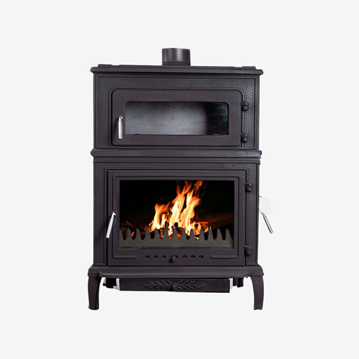 TDS Plazma X Fırınlı, Yan Kapaklı,Yan Camlı,  Alttan Küllüklü Döküm Şömine Soba