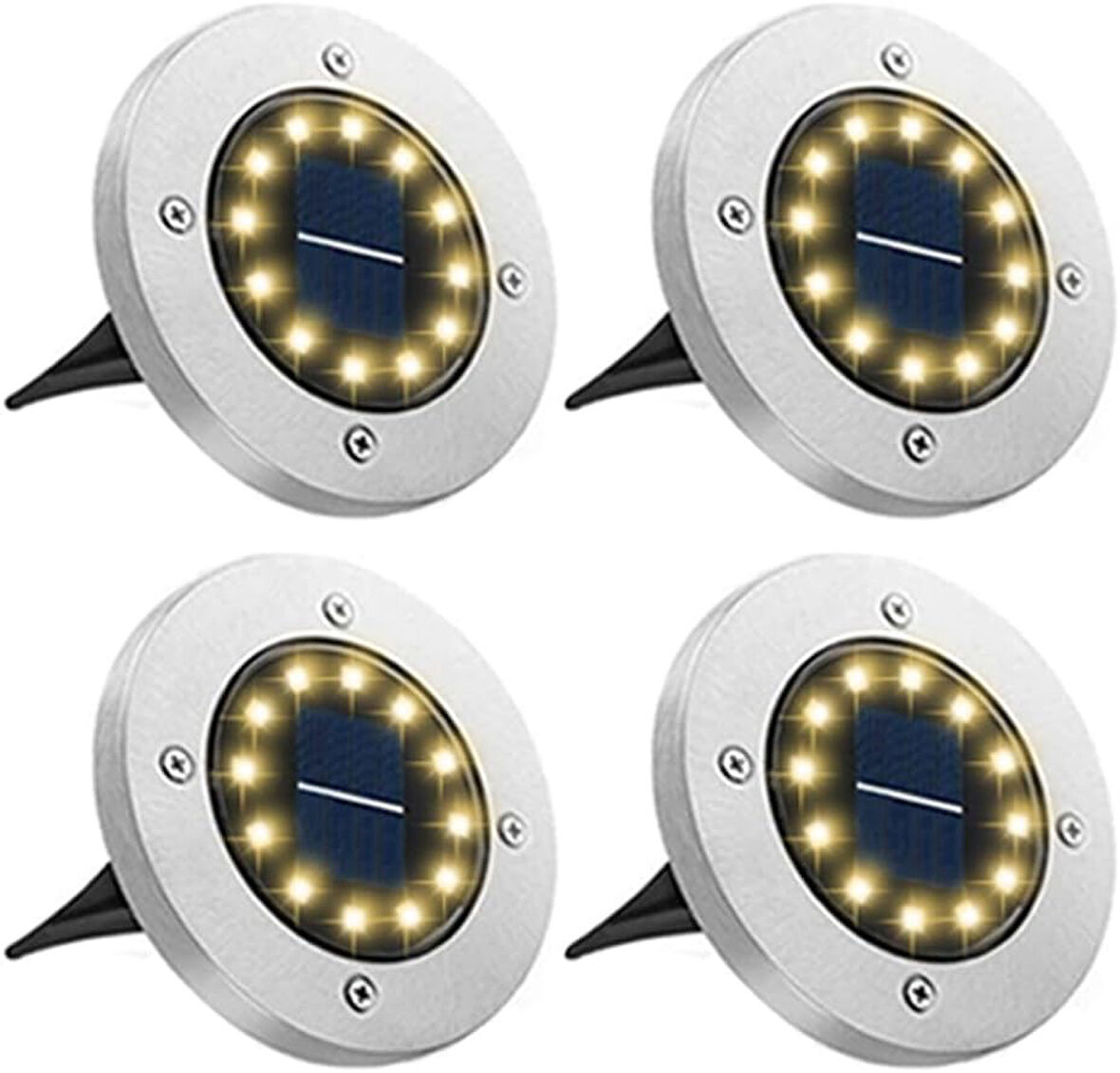 4’lü Güneş Enerjili Solar Yer Bahçe Lambası Zemin Aydınlatma Su Geçirmez Yol Aydınlatması Beyaz Işık