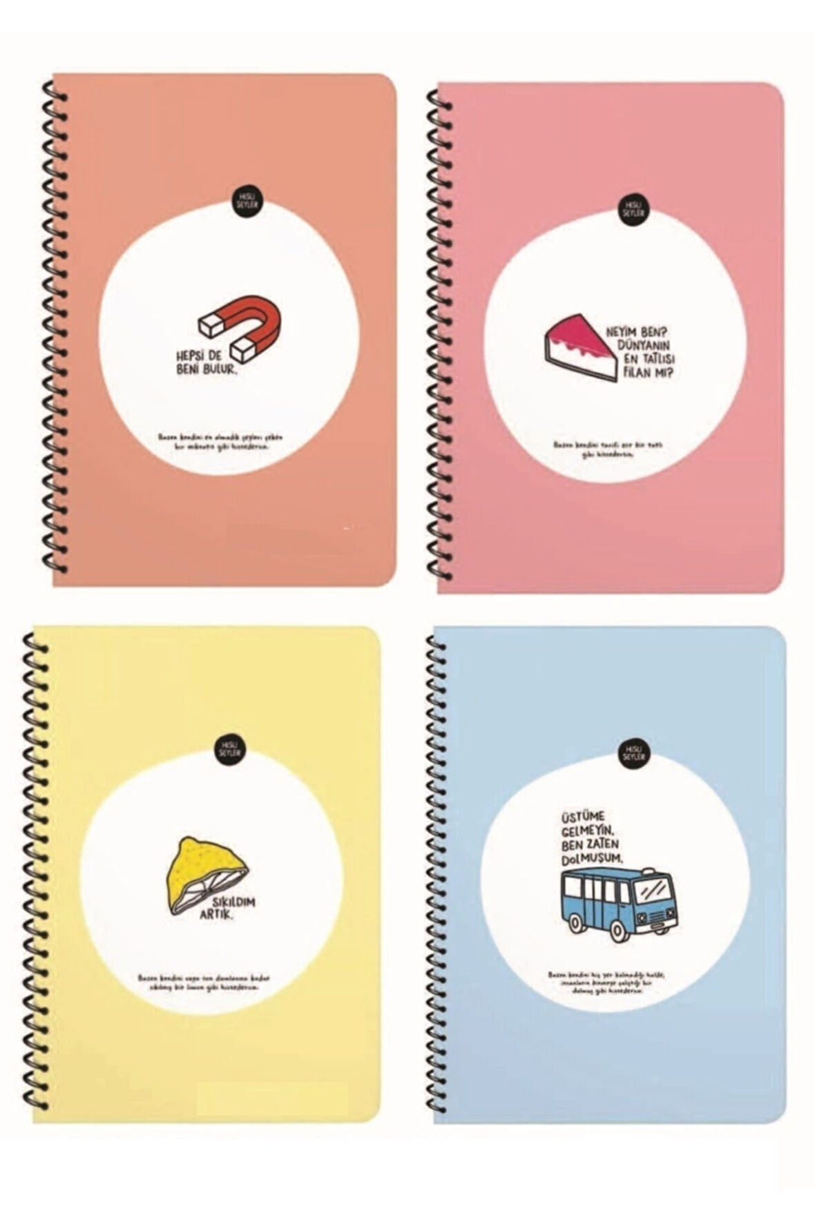 Hisli Şeyler Orta Boy Çizgili Defter 4 Adet