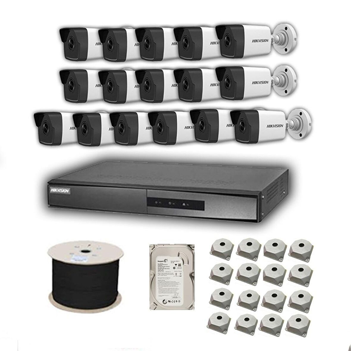  Hikvision 2mp Mikrofonlu 16 Kameralı 1TB Disk Tak Çalıştır Hazır IP Kamera Seti