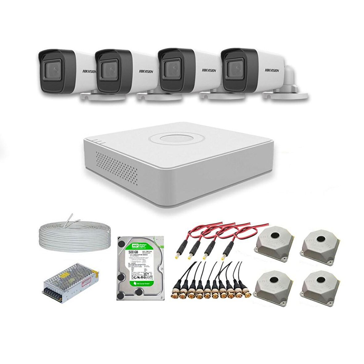 Hikvision 2mp 4 kameralı Dış ortam AHD HD-TVI Full Kamera Seti 2TB Disk