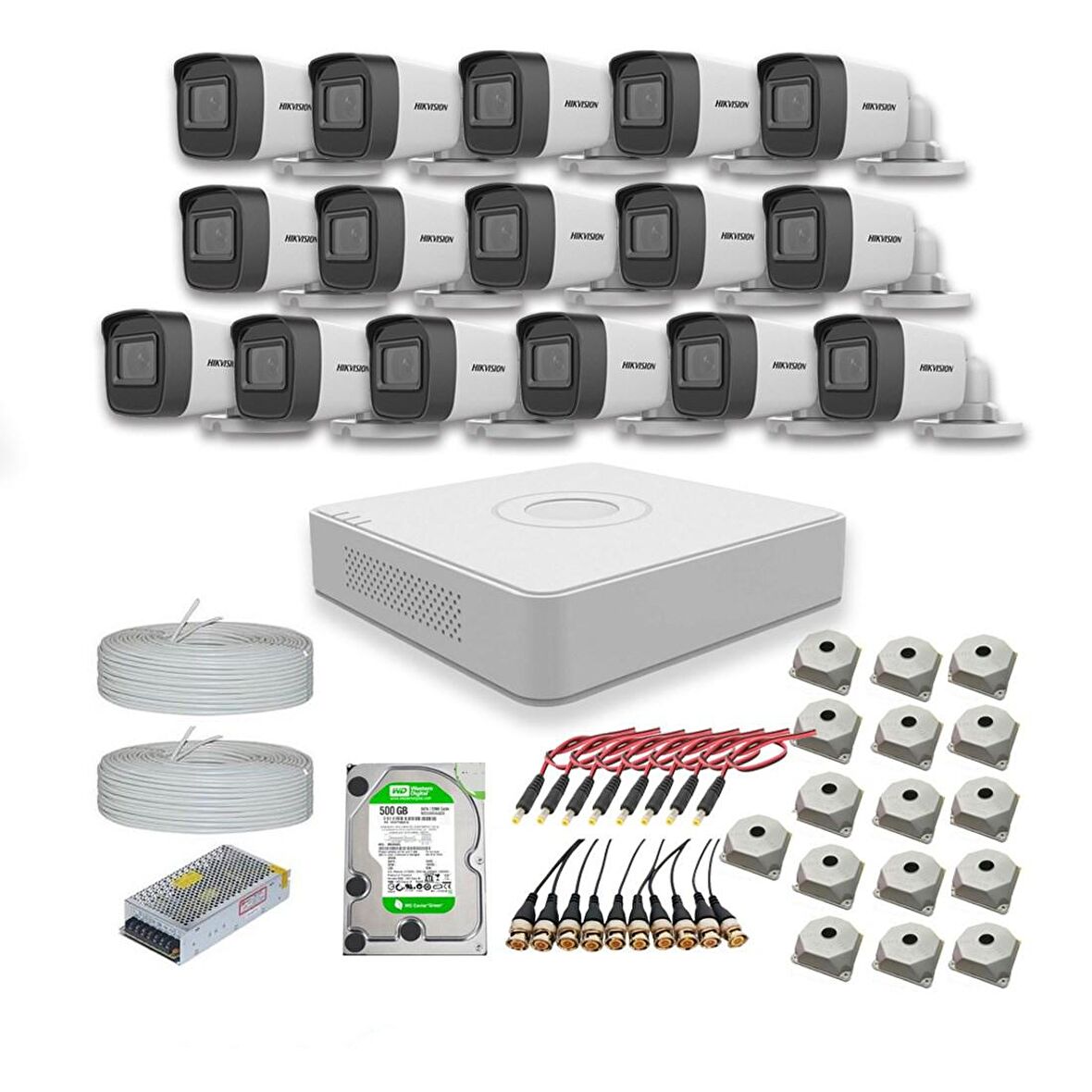  Hikvision 2mp 16 kameralı Dış ortam AHD HD-TVI Full Kamera Seti 2TB Disk