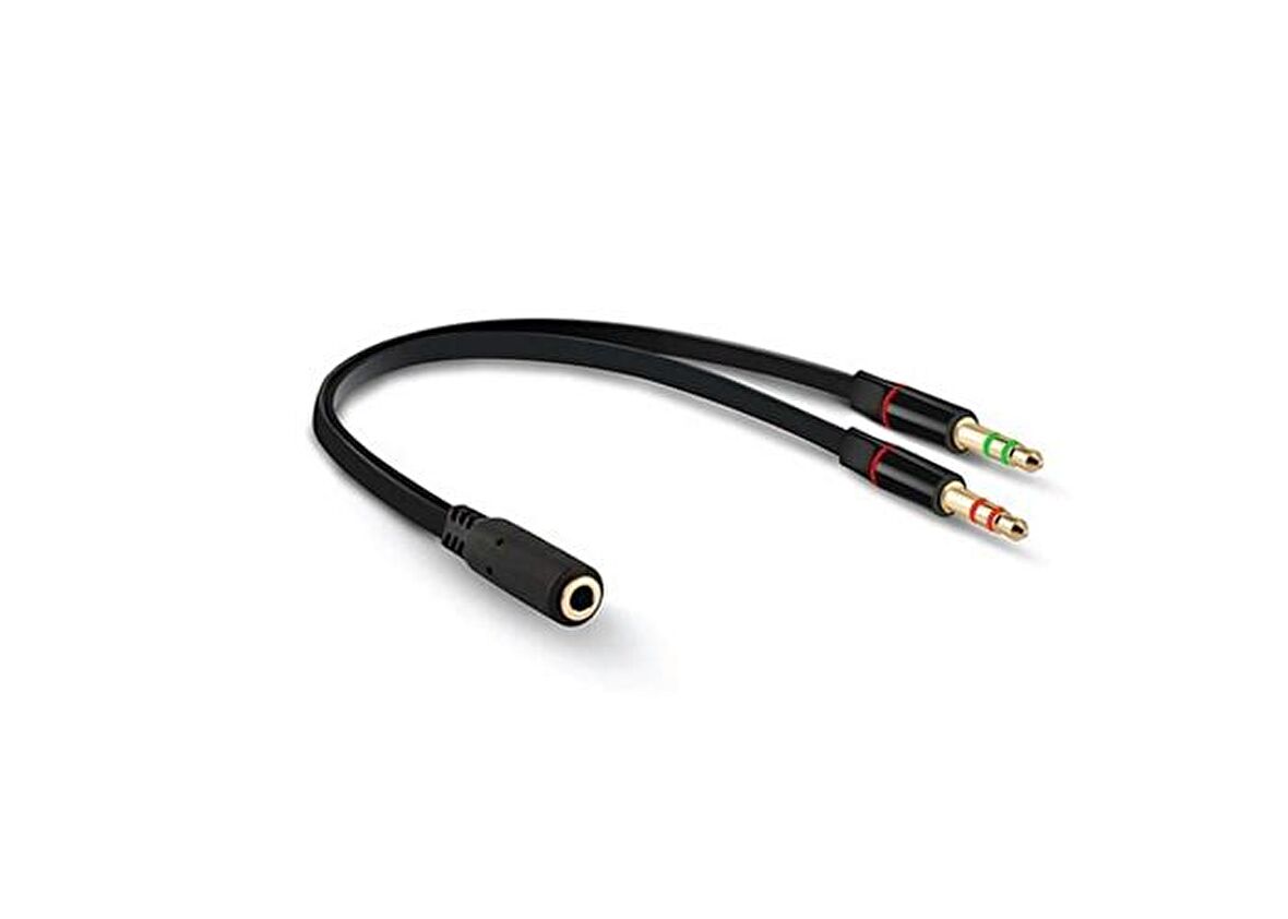 Hytech HY-X78 Siyah 3.5mm To Audio + Mic 0.15m Kulaklık Çevirici