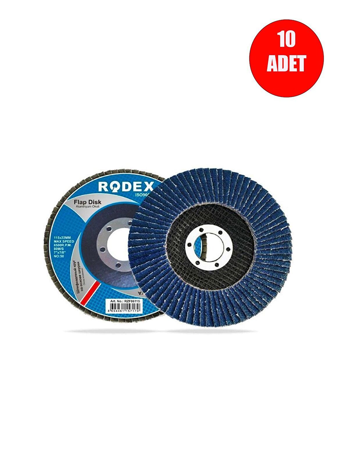 10 ADET RZB0815 Zirkonyum Oksit Flap Disk (Aşındırıcı) 115mm