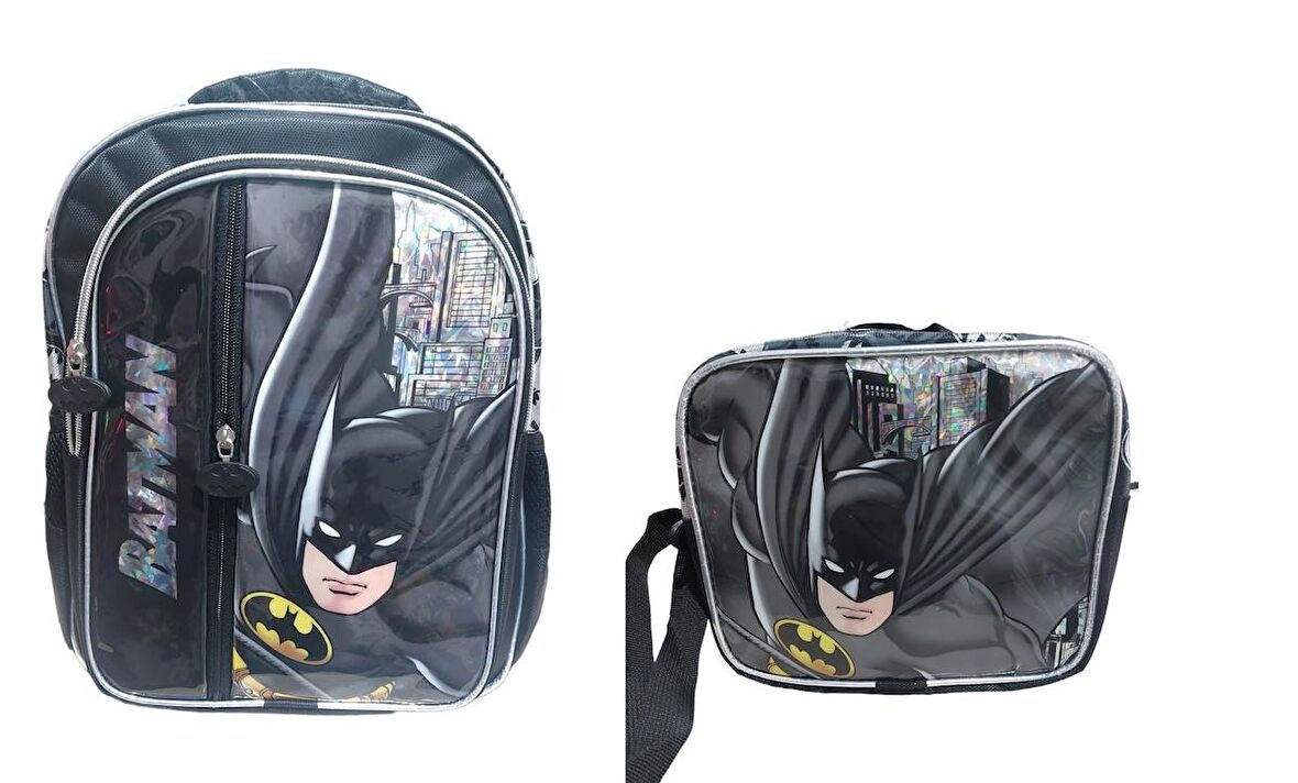 Batman Pelerinli İlkokul Çantası 2020 ve Beslenme Çantası Seti