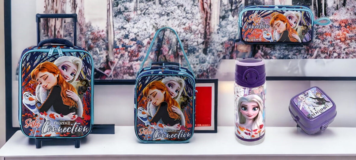Frozen Çekçekli Anaokulu Çantası Box Connectıon(5 PARÇA OKUL SETİ)